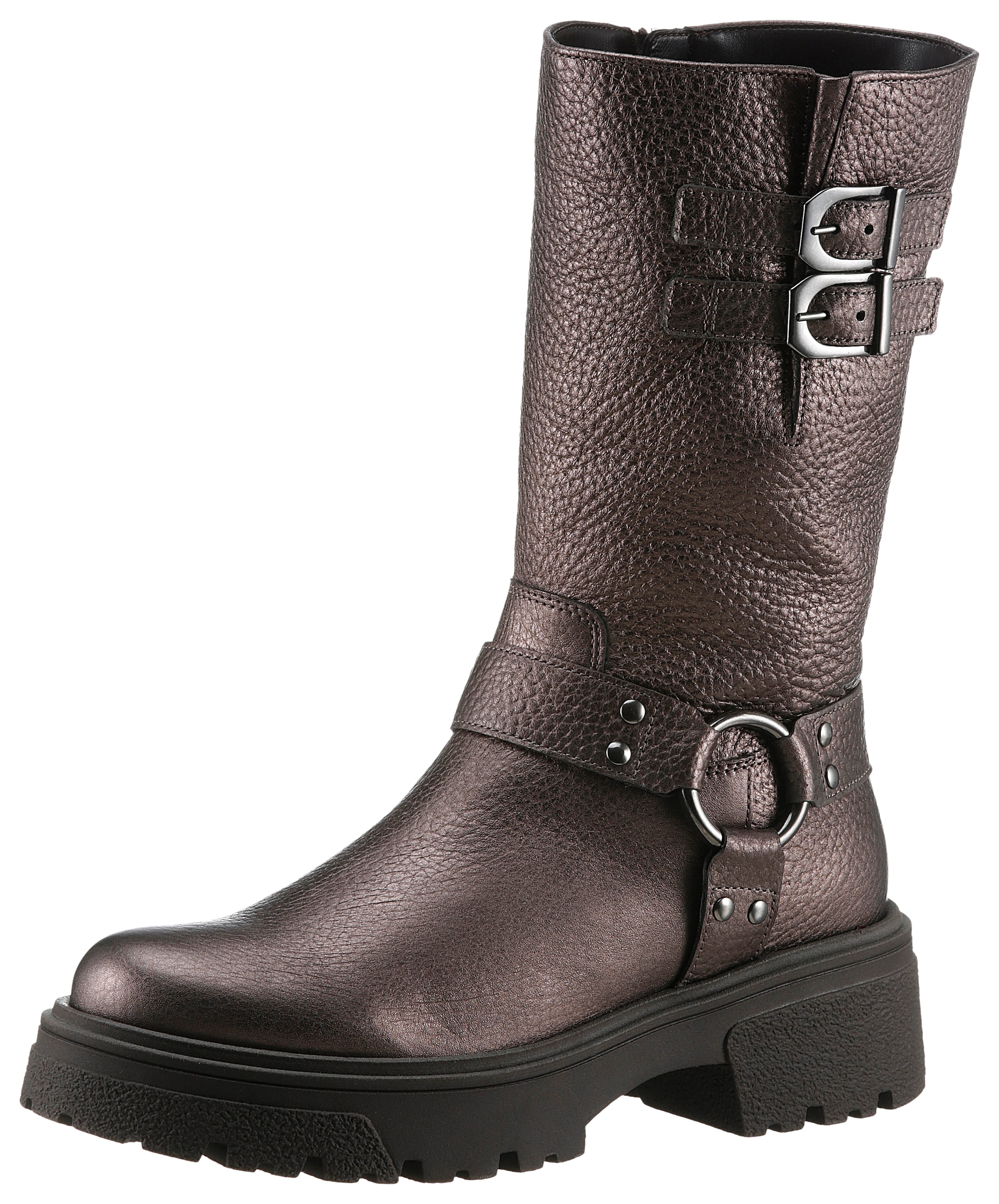 Gabor Bikerboots, Blockabsatz, Plateau, Stiefelette, Kurzstiefel mit Best Fitting