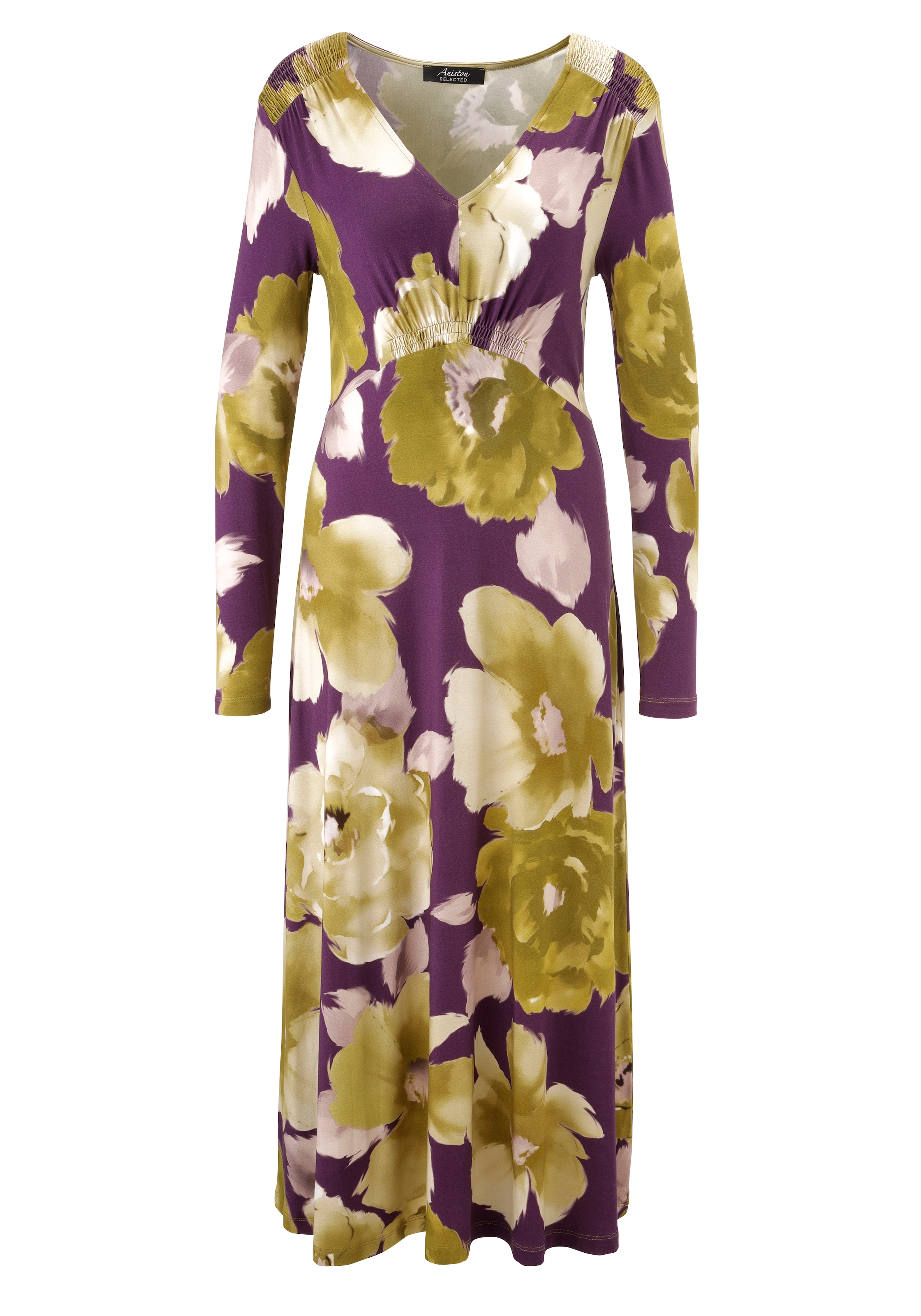 Aniston SELECTED Midikleid mit Smok-Details und fantasievollem Blütendruck - NEUE KOLLEKTION