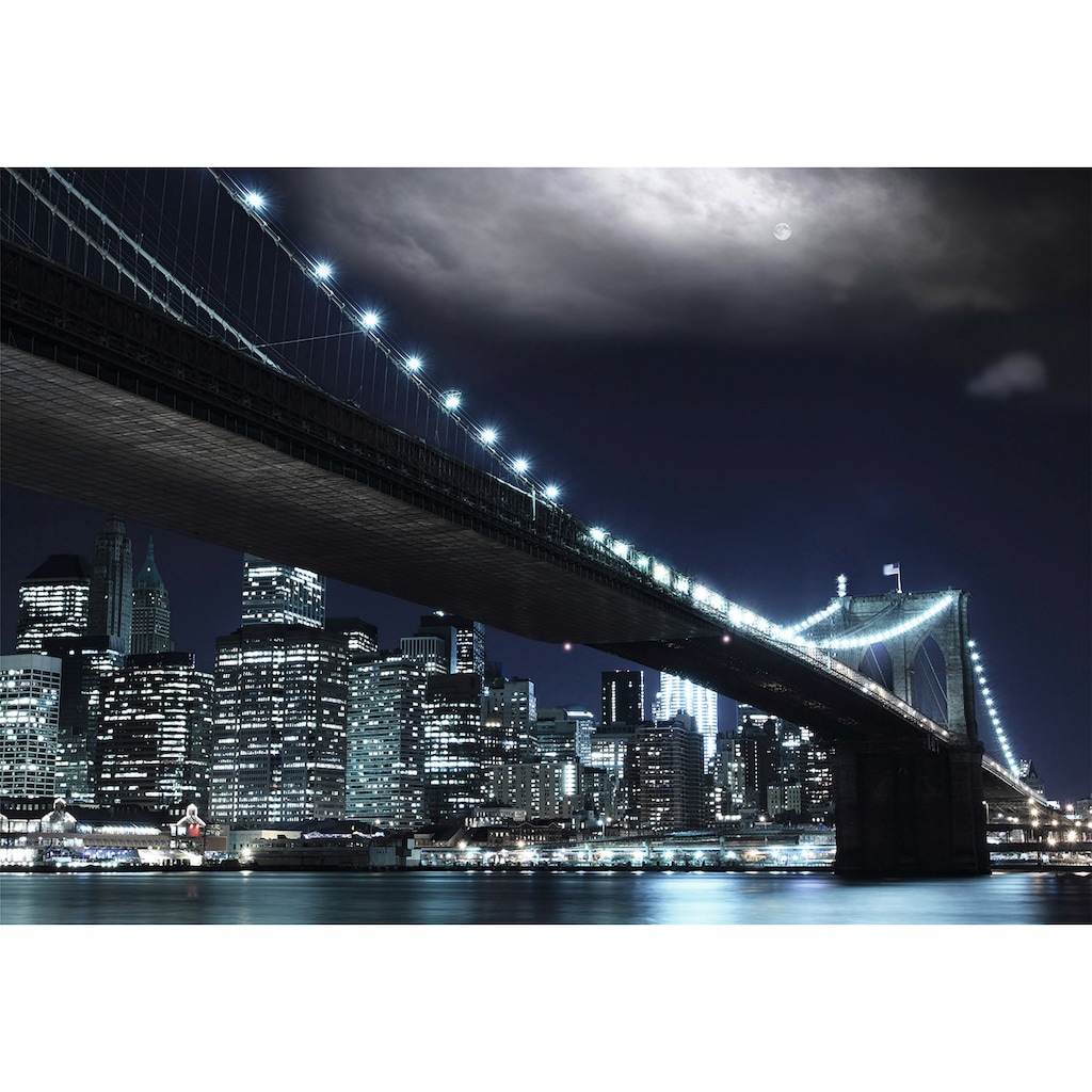 Papermoon Fototapete »Brooklin Bridge by night«