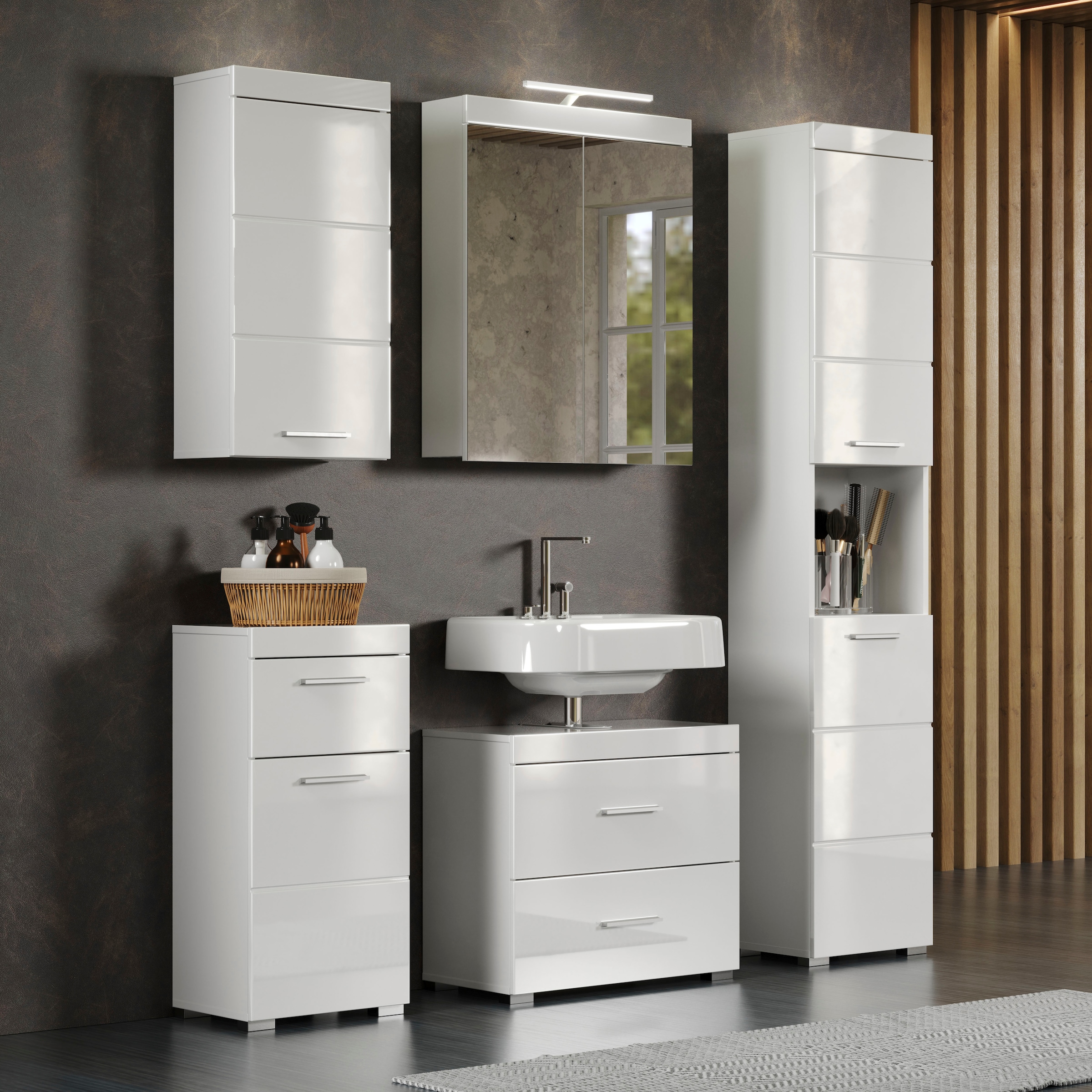 welltime Waschbeckenunterschrank »Avena« 1 Stk. tlg. Waschtisch mit 2 Schubkästen – (B/T/H) 60/34/56 cm