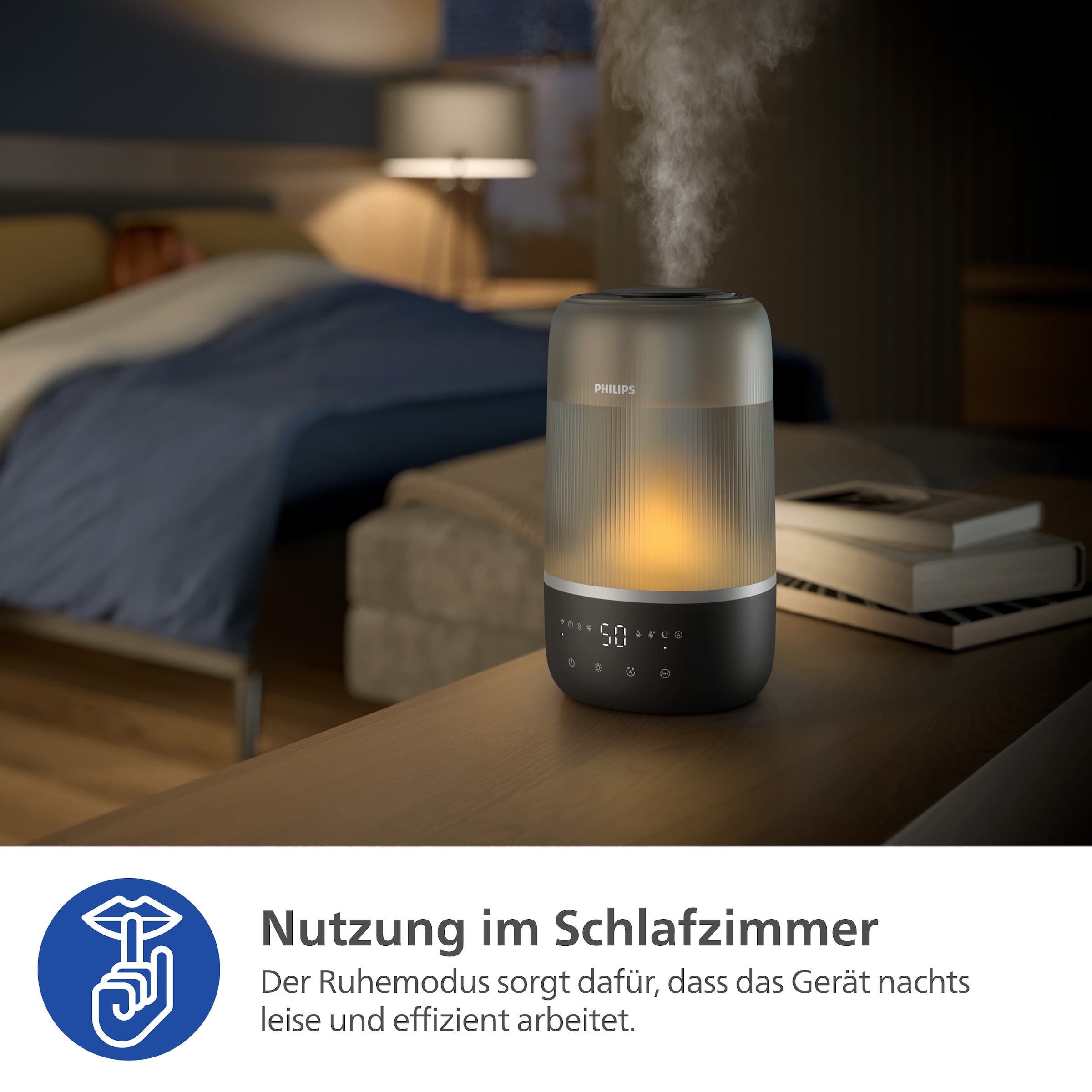 Philips Luftbefeuchter »HU1510 1000 Series, ultraschall«, 3 l Wassertank, für 41 m² Räume, mit Aroma-Diffusor, Stimmungslicht, App verbunden
