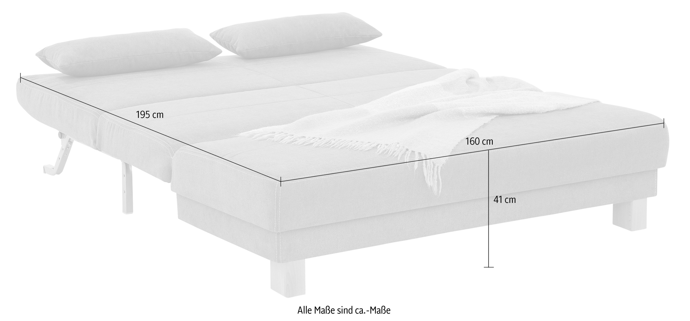 Home affaire Schlafsofa »Gina«, vom Sofa zum Bett mit einem Handgriff, in 4 Breiten, Nierenkissen