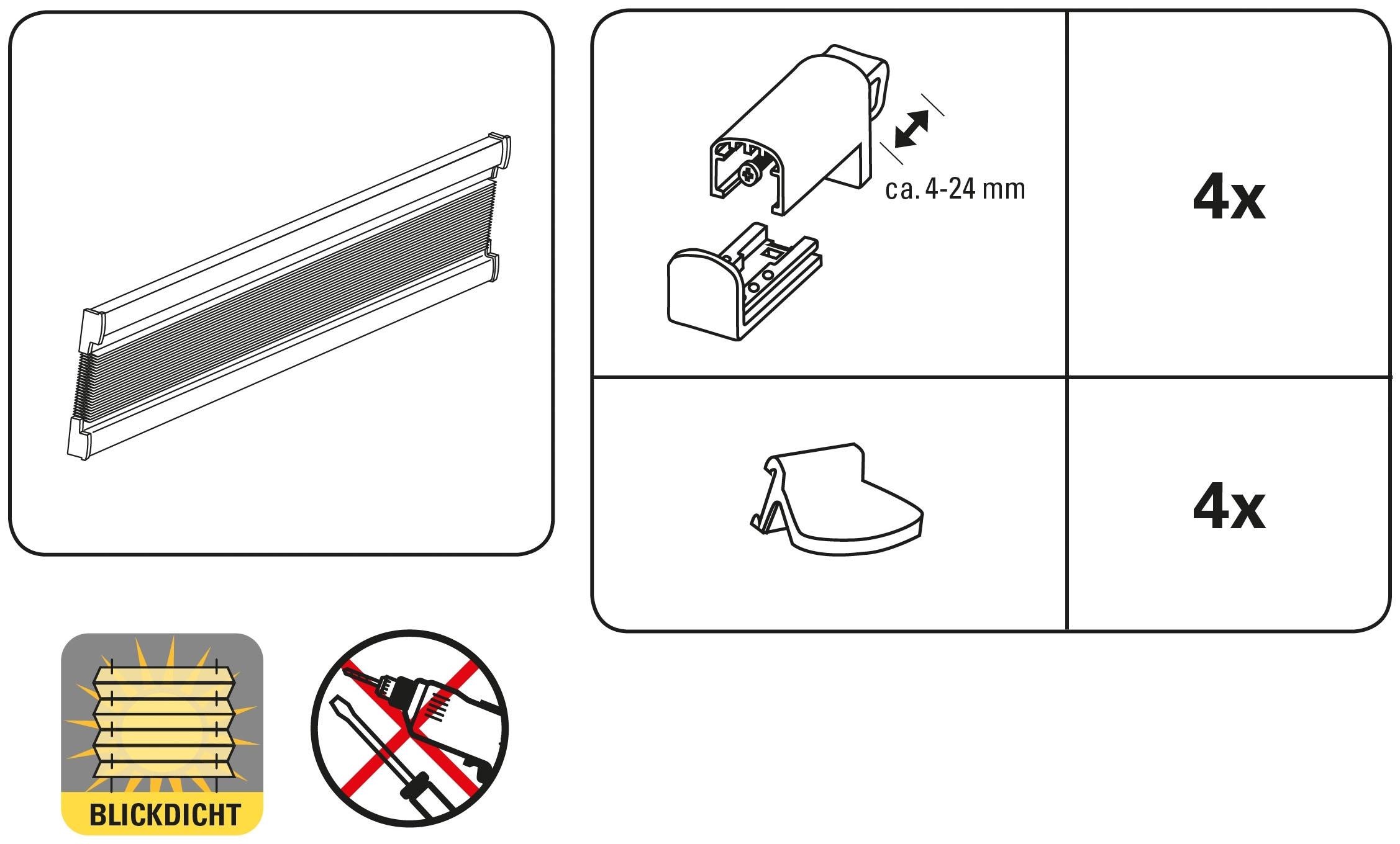GARDINIA Plissee »EASYFIX Katy Wave mit 2 Bedienschienen« Lichtschutz ohne Bohren verspannt in der Breite kürzbar