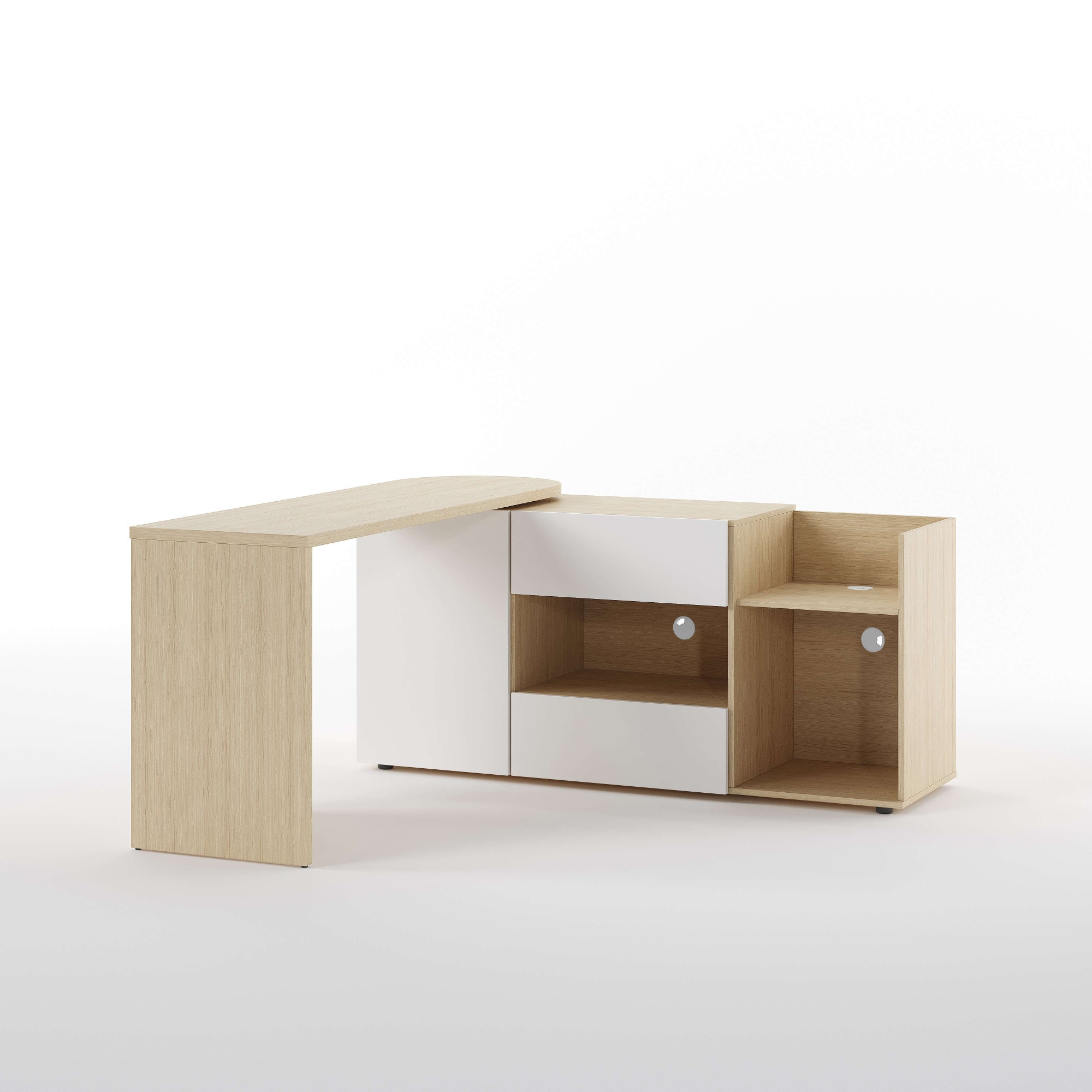 TemaHome Sekretär »ein Sideboard und Schreibtisch, ausziehbar, über Eck,«, mit 2 Schubladen, 1 Tür, offene Fächer, mit Kabeldurchführung