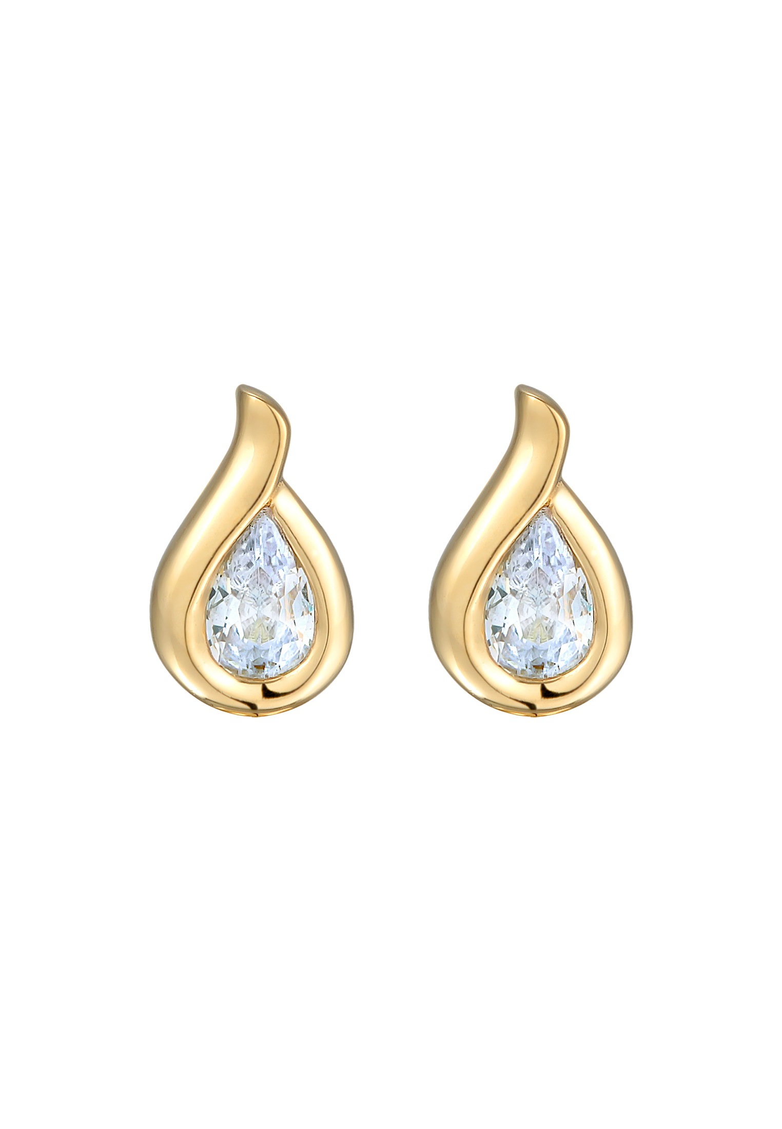 Elli Premium Paar Ohrstecker »Ohrringe Tropfen Zirkonia 585 Gelbgold«