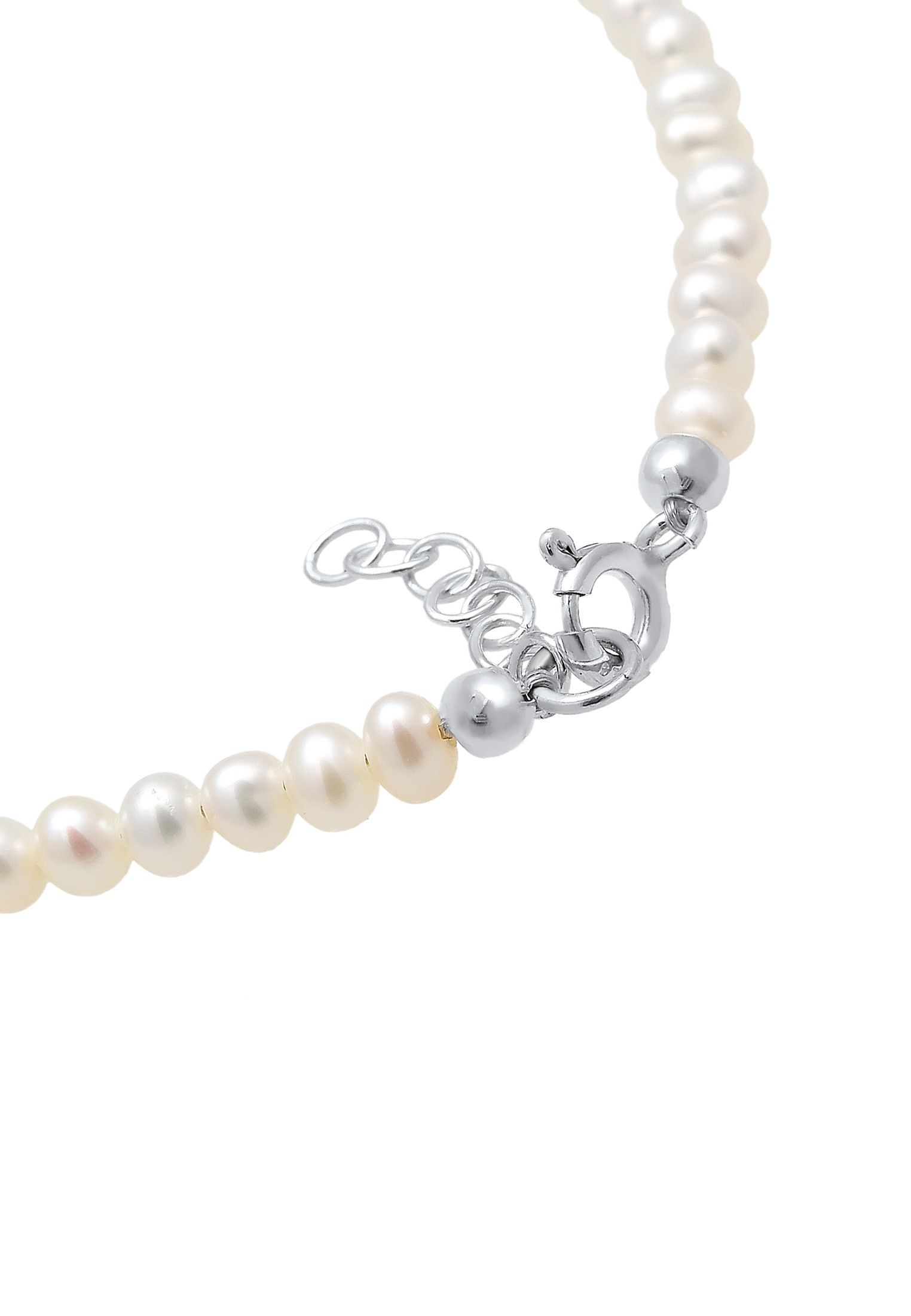 Elli Armkette »Armband Herz Süßwasserzuchtperlen Weiß 925 Sterling Silber«