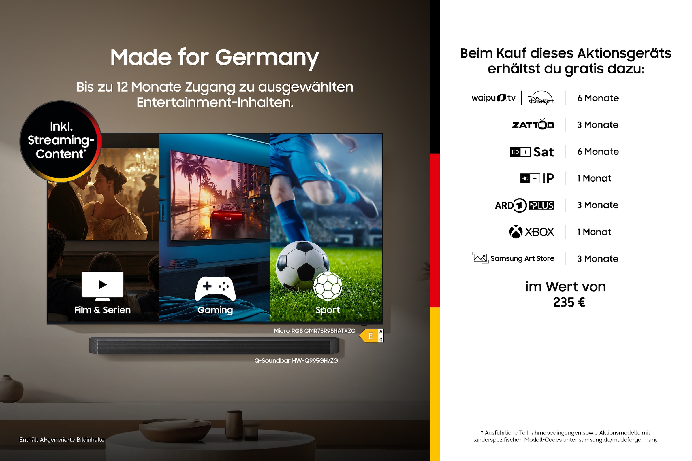 Samsung QLED-Fernseher »GQ85QN70HAU« 214 cm/85 ″ Smart-TV Real QLED, Quantum-Mini-LEDs, Gaming Hub mit 144 Hz, Adaptive Sound+