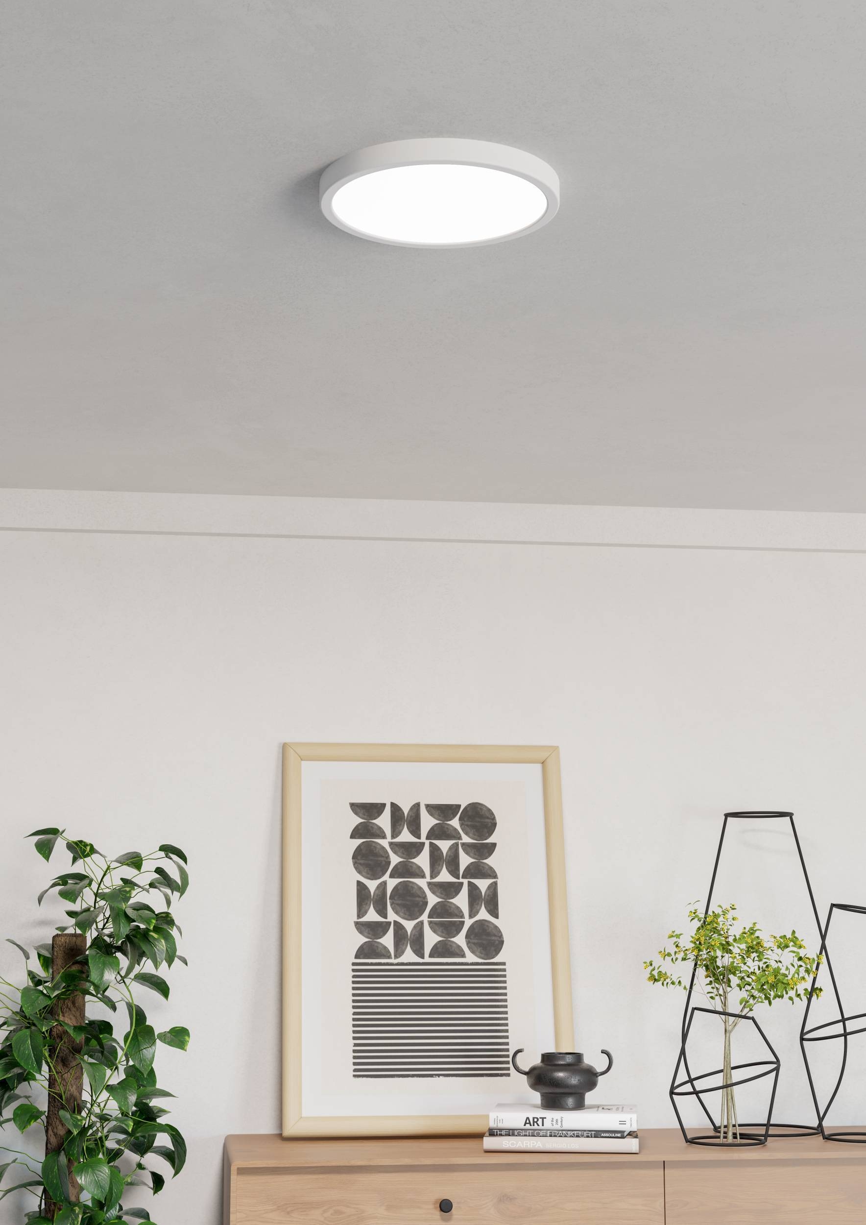 EGLO Aufbauleuchte »Fueva 6-Z Deckenlampe, ZigBee, App und Sprachsteuerung, Badlampe, IP44« LED-Modul 1 Stk. Kaltweiß | RGB Aufbauleuchte - H2,5 x Ø27,8 cm - weiß - 14,3W inkl.