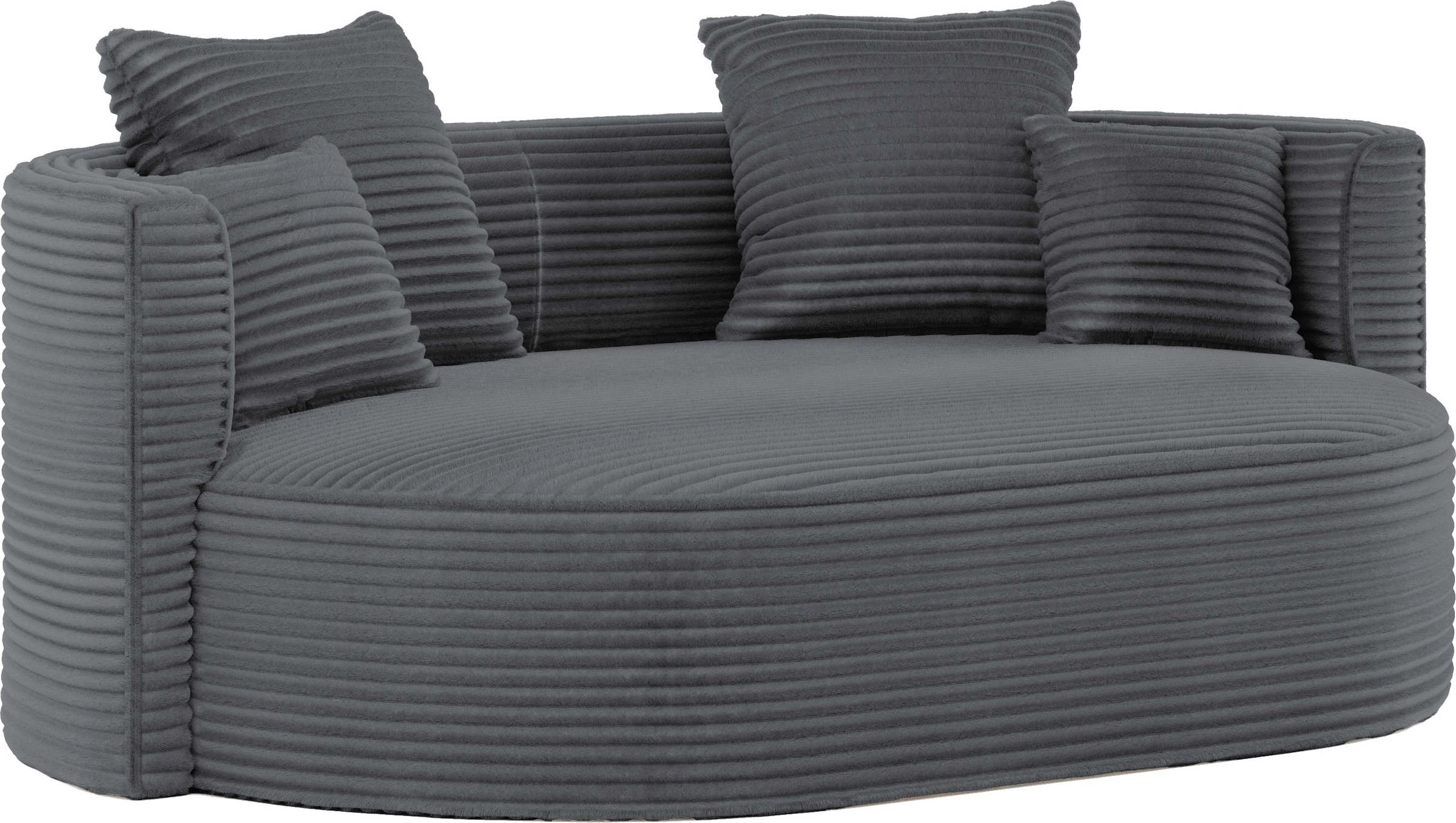 LeGer Home by Lena Gercke 2,5-Sitzer »ISALIE, rundes Loungesofa, mit Kissen, perfekt gepolstert«, moderne Stoffe, mit 4 Zierkissen, extra große Sitzfläche