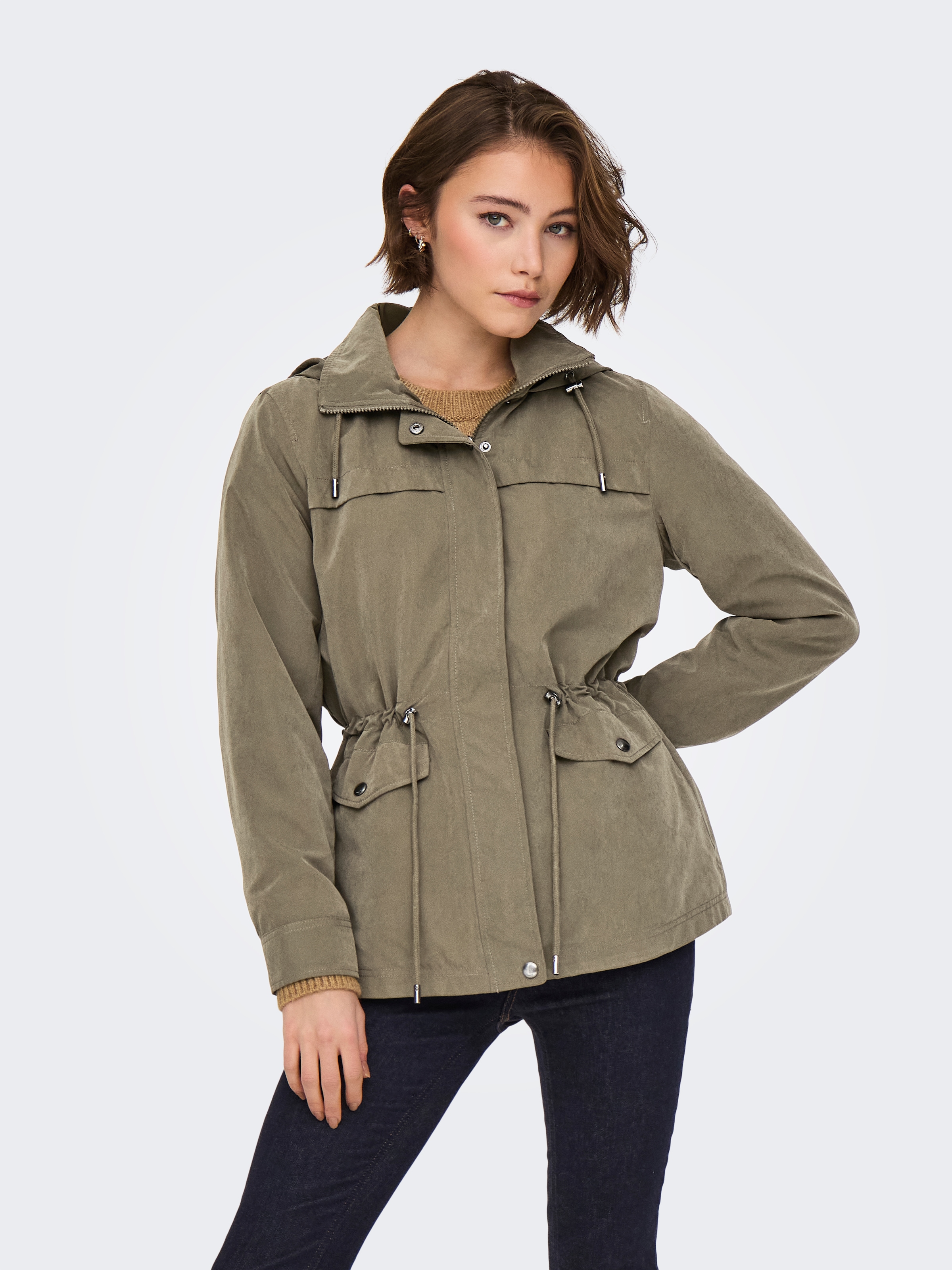 ONLY Parka »ONLNEWSTARLINE SPRING JACKET CC OTW« mit Kapuze mit durchgehendem und verdecktem Reißverschluss