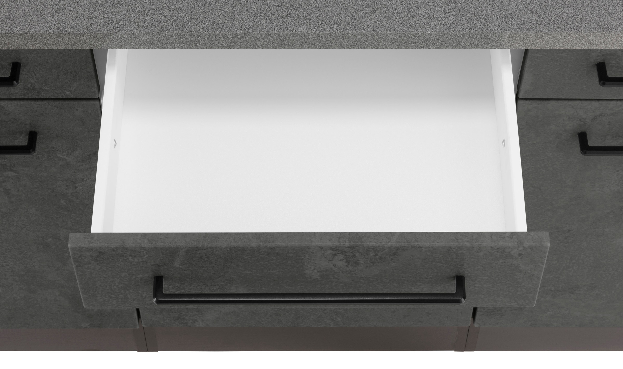 KOCHSTATION Küchenzeile »KS-Tulsa«, mit E-Geräten, Breite 210 cm, schwarze Metallgriffe, MDF Fronten