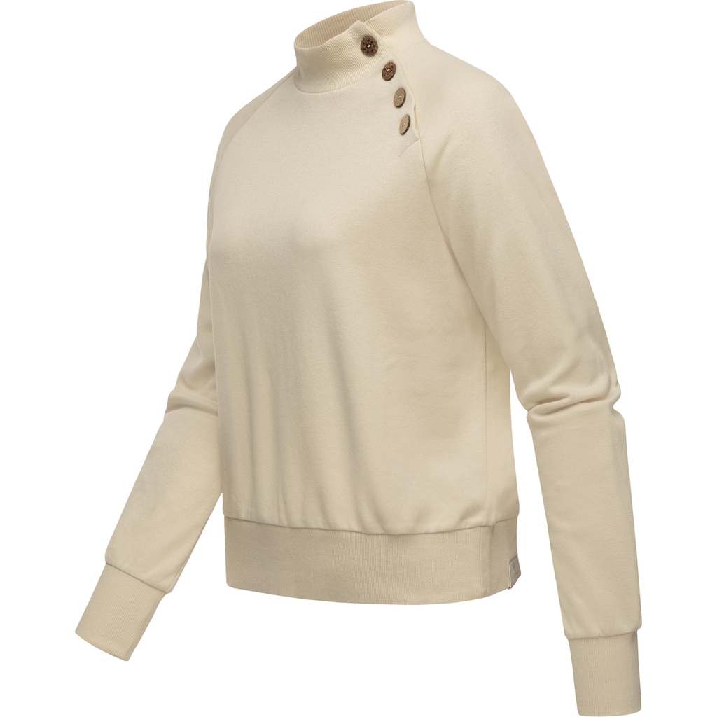 Ragwear Langarmshirt »Sweatshirt Majjorka Solid«, Damen Langarmshirt mit Rippbündchen und Zierknöpfen