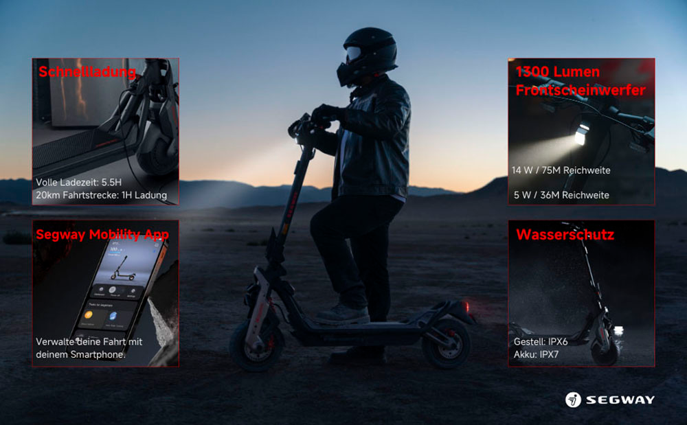 ninebot by Segway E-Scooter »GT3 D«, mit Straßenzulassung, 95 km Eco Modus Reichweite, 150 kg Tragfähigkeit