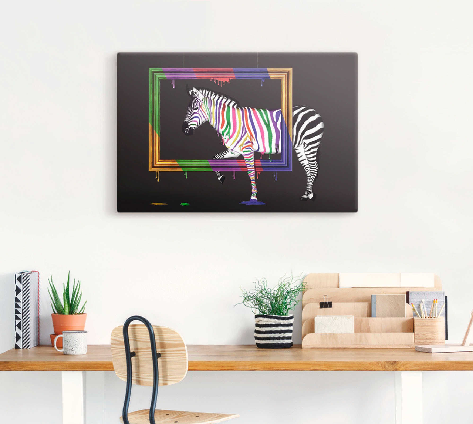 Fantasy, Animal auf Raten Artland Zebra«, oder Wandbild Poster bestellen Alubild, »Das versch. (1 Leinwandbild, in Größen Regenbogen Wandaufkleber als St.),