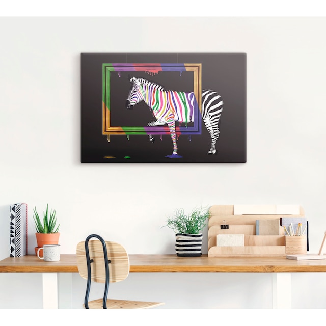 Artland Wandbild »Das Regenbogen Zebra«, Animal Fantasy, (1 St.), als  Alubild, Leinwandbild, Wandaufkleber oder Poster in versch. Größen auf  Raten bestellen
