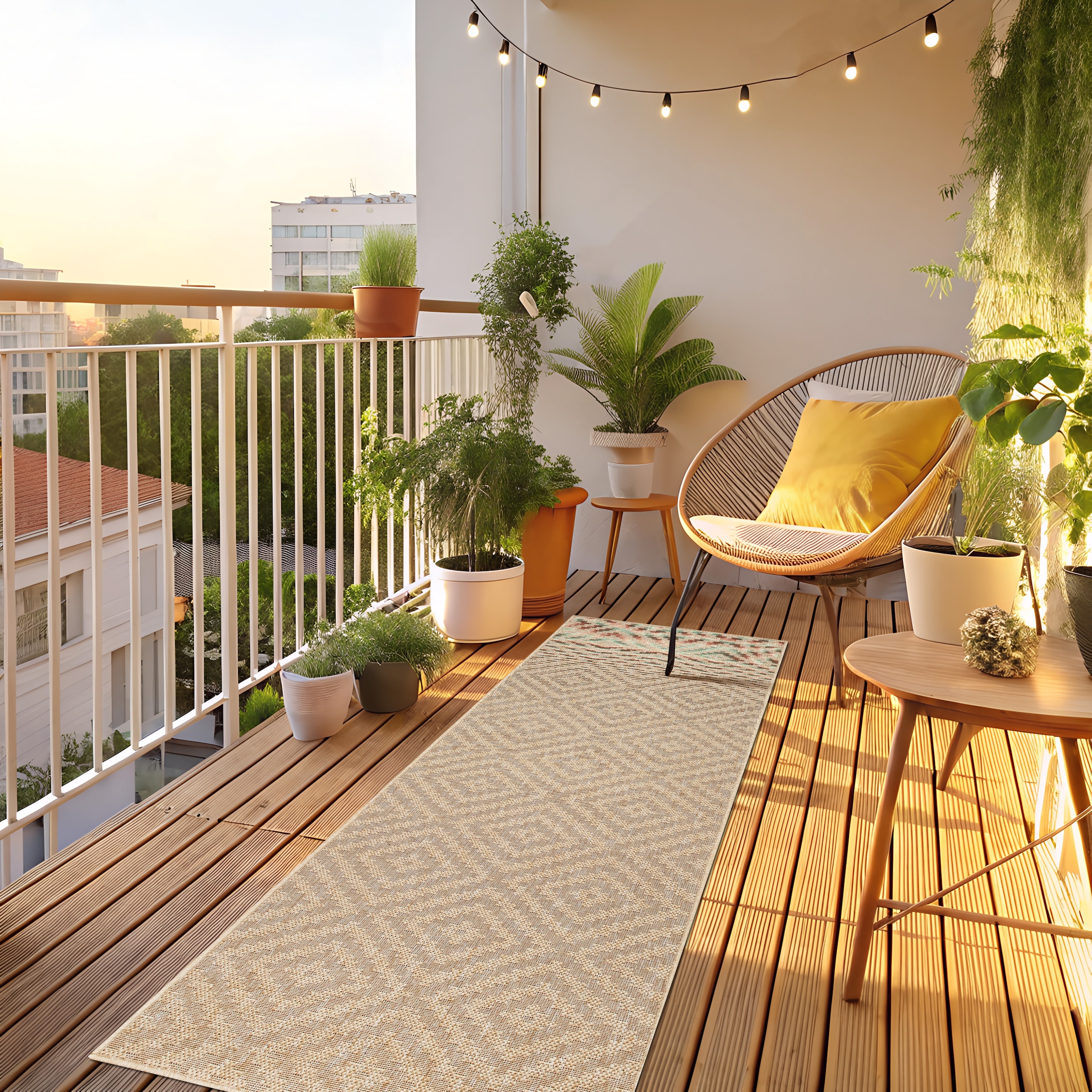 my home Teppich »Cordoba auch als Läufer erhältlich«, rechteckig, 3 mm Höhe, In- und Outdoor geeignet, Sisal-Optik, Wetterfest & UV-beständig, Boho