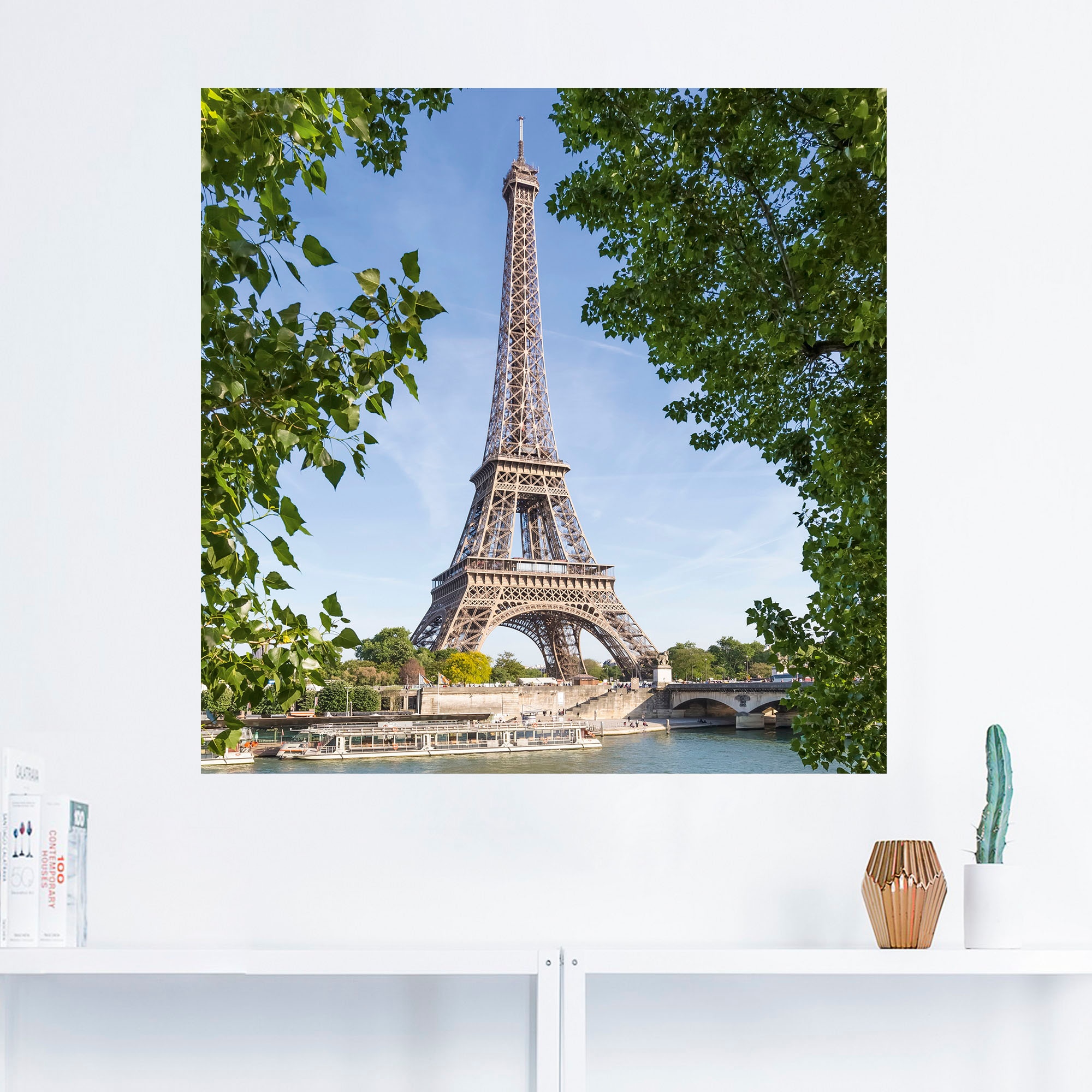 Artland Wandbild »Paris Eiffelturm & auf oder Leinwandbild, in St.), Raten Größen versch. als Seine«, bestellen Paris, Wandaufkleber Poster Alubild, (1