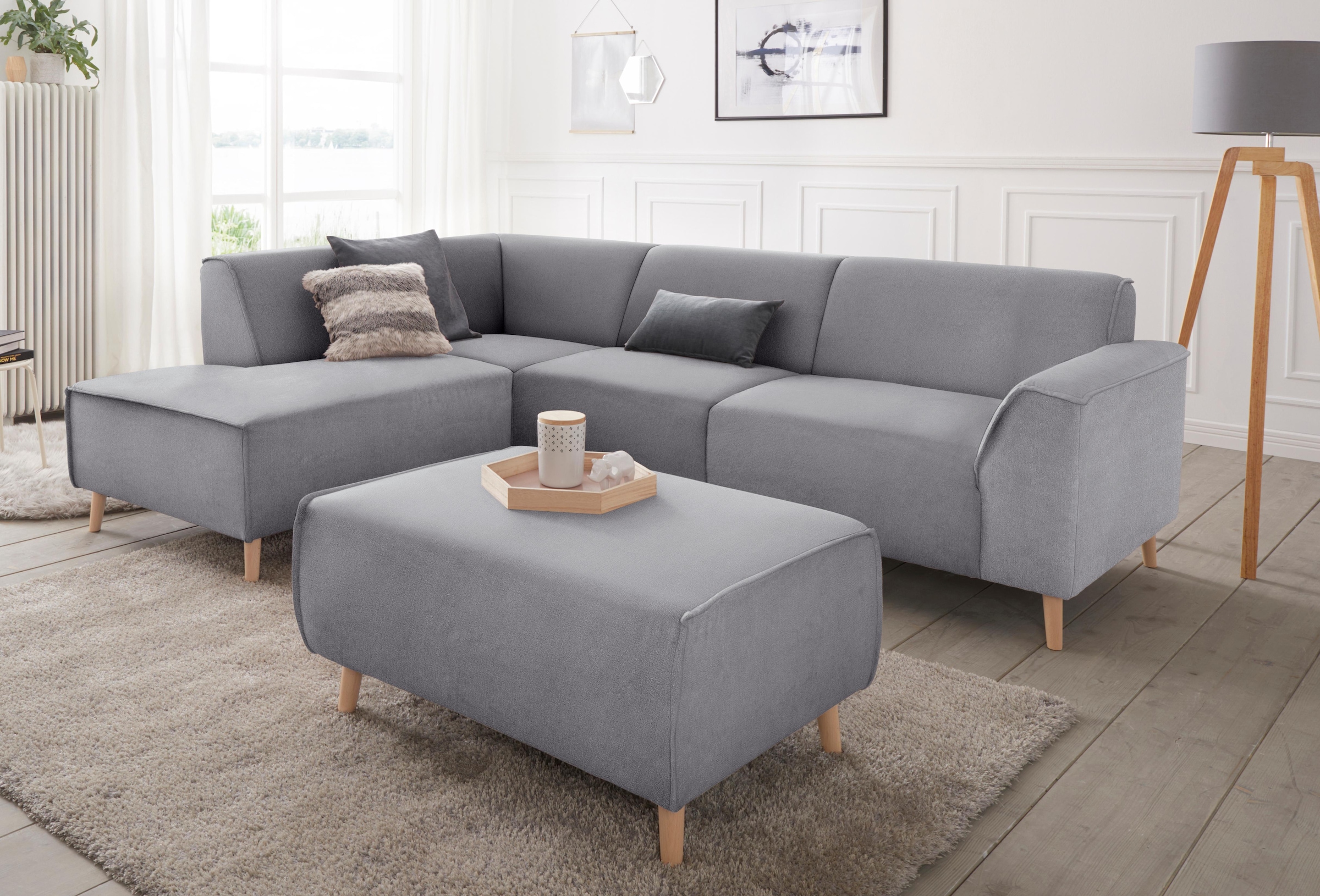 andas Ecksofa »Janek L-Form«, mit Federkern und Keder in scandinavischem Design