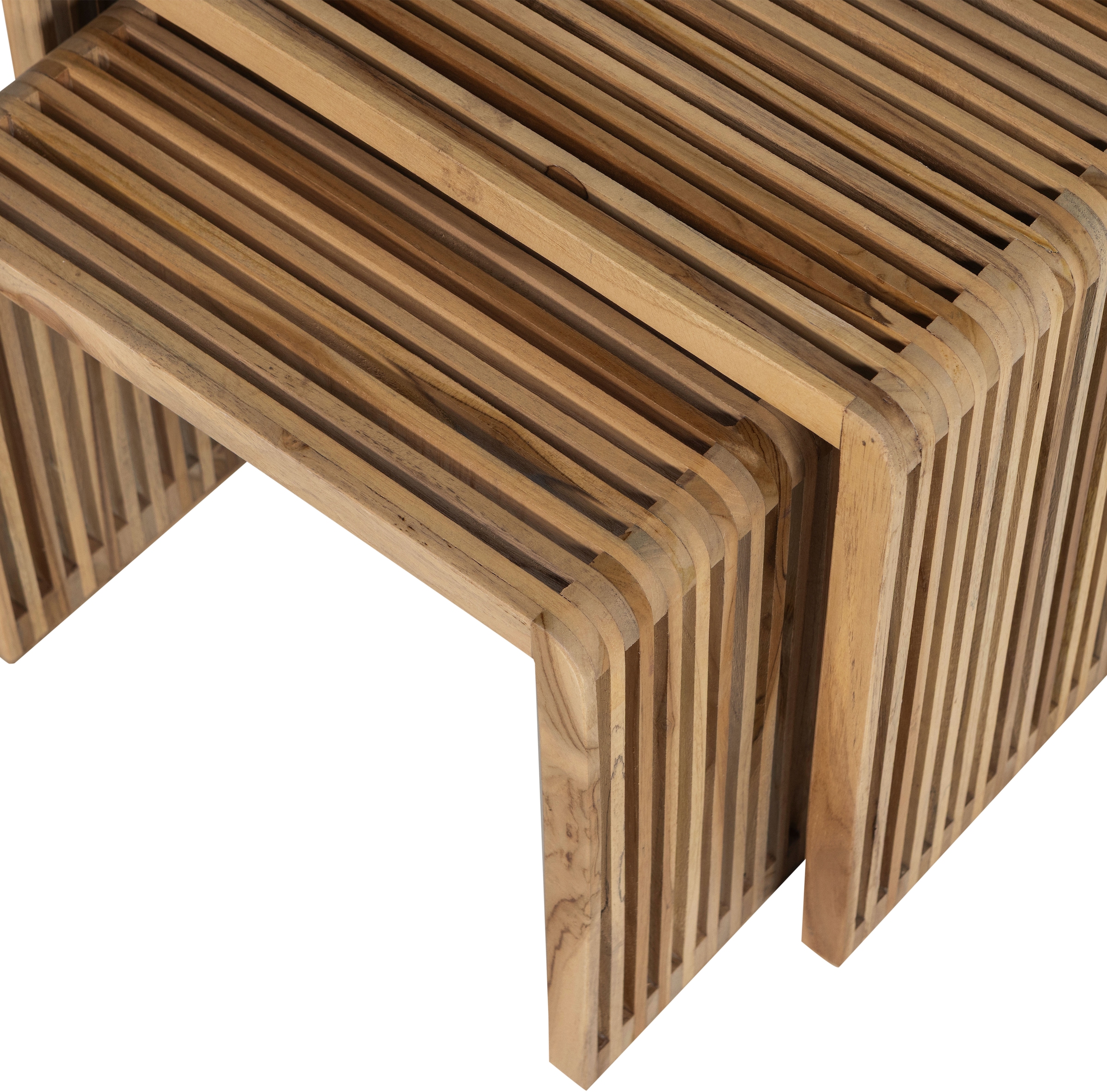 WOOOD Beistelltisch »Jasmijn aus recyceltem Teakholz als 2er-Set B 50 x T 45 x H 41 cm« Set, 2 Stk. tlg. 2er-Set, pflegeleichte Oberfläche, ausschließlich Innenbereich