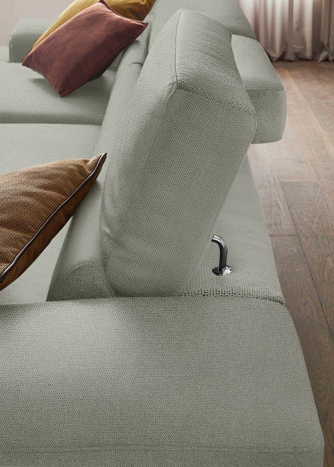 W.SCHILLIG Ecksofa »piedroo, Designsofa mit tollem Sitzkomfort, bequem und elegant, L-Form« Kopfteilverstellung, wahlweise mit Sitztiefenverstellung, Breite 343cm
