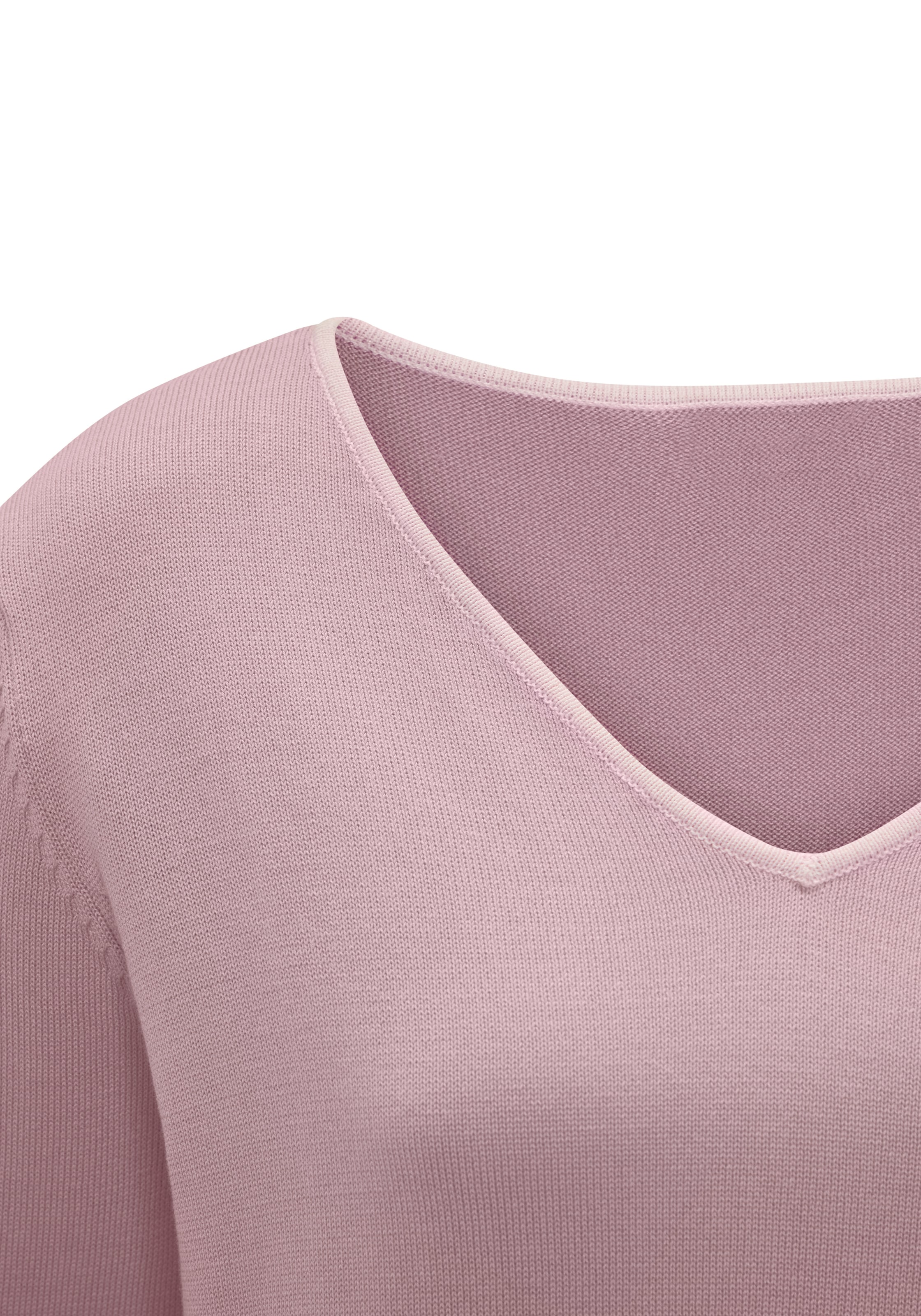 Vivance V-Ausschnitt-Pullover mit Kontrastkanten, Basic-Pullover aus weichem Feinstrick, casual