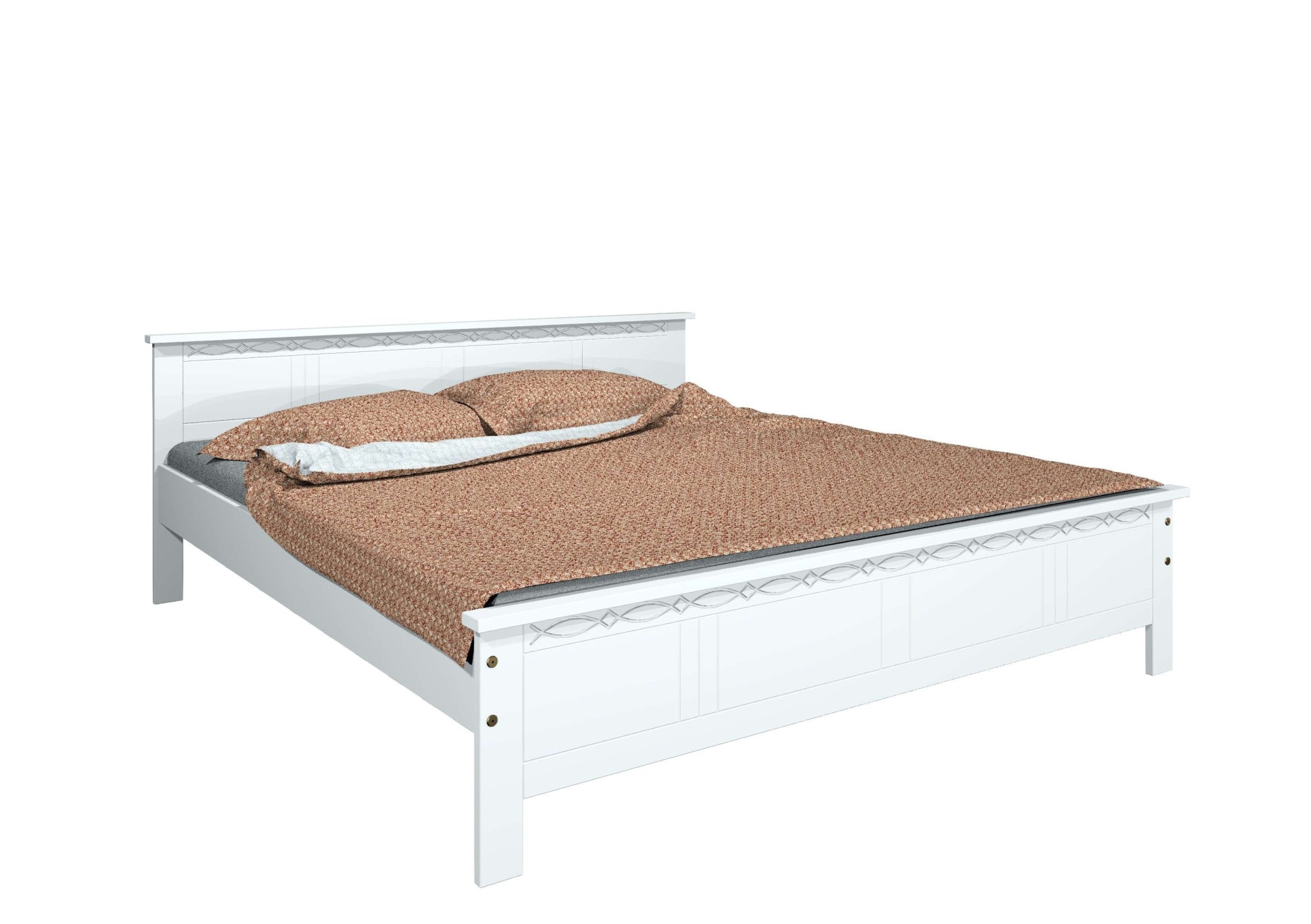 Home affaire Massivholzbett »Indra, TOPSELLER, Landhausstil, edles Design,zertifiziertes Massivholz«, (Breite/Belastbarkeit 180cm/220 KG, 140cm/180 KG, 90cm/120 KG), mit dekorativen Fräsungen, in 2 Breiten und Farben