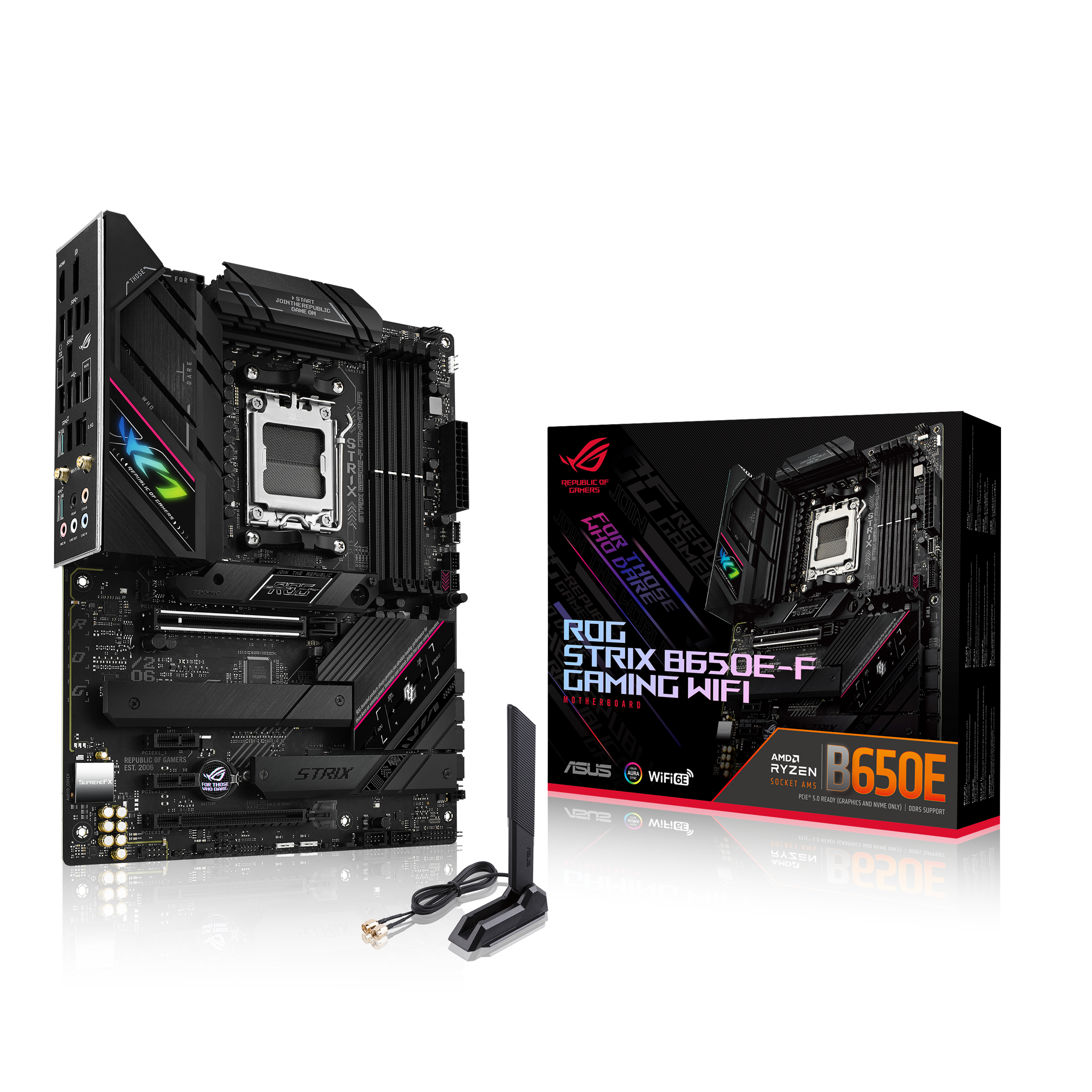 Asus Mainboard »ROG STRIX B650E-F GAMING WIFI«, Ryzen 7000, ATX, DDR5 Speicher, USB 3.2 Gen 2x2 Typ-C