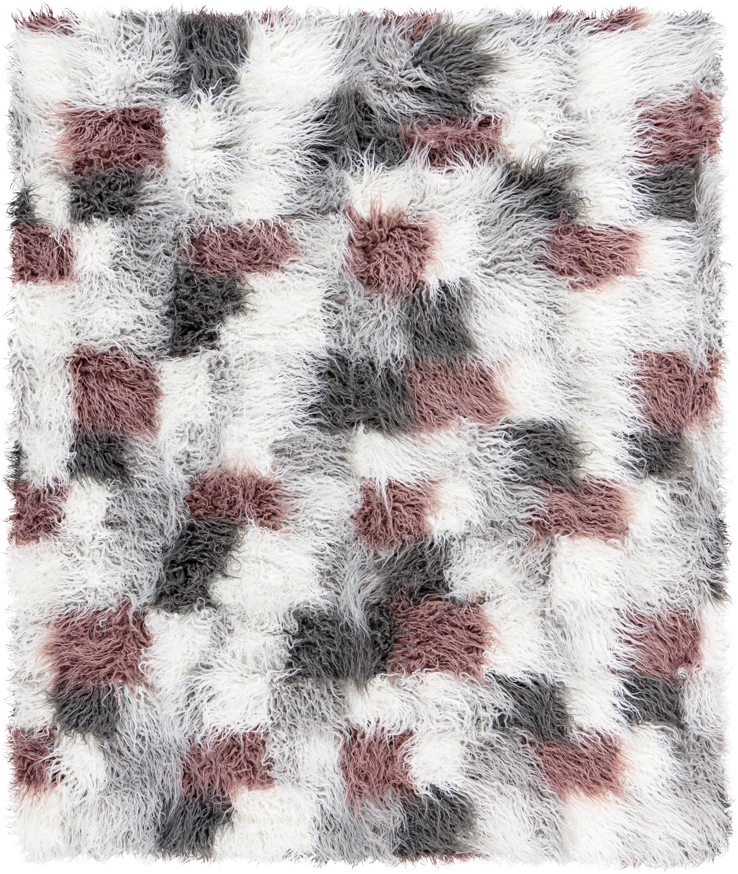 Obsession Hochflor-Teppich »My Boogie 931«, rechteckig, 75 mm Höhe, Kunstfell, Tibetfell Optik, weicher Hochflor, modern, kariertes Design