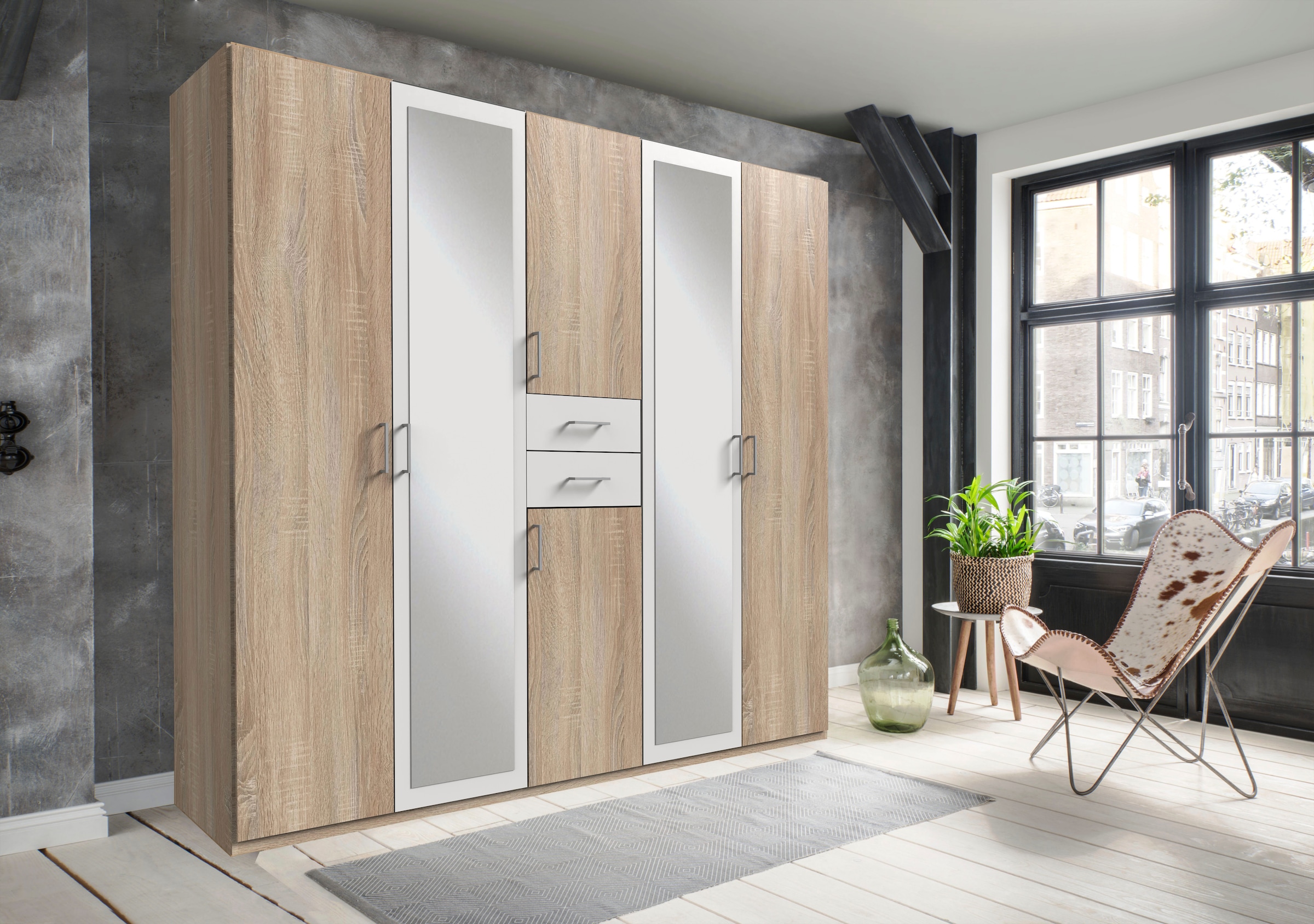 Wimex Kleiderschrank »Diver Drehtürenschrank mit Spiegel, 180, 225 o. 270cm breit« Bestseller Schlafzimmerschrank wahlweise 3 Innenausstattungen