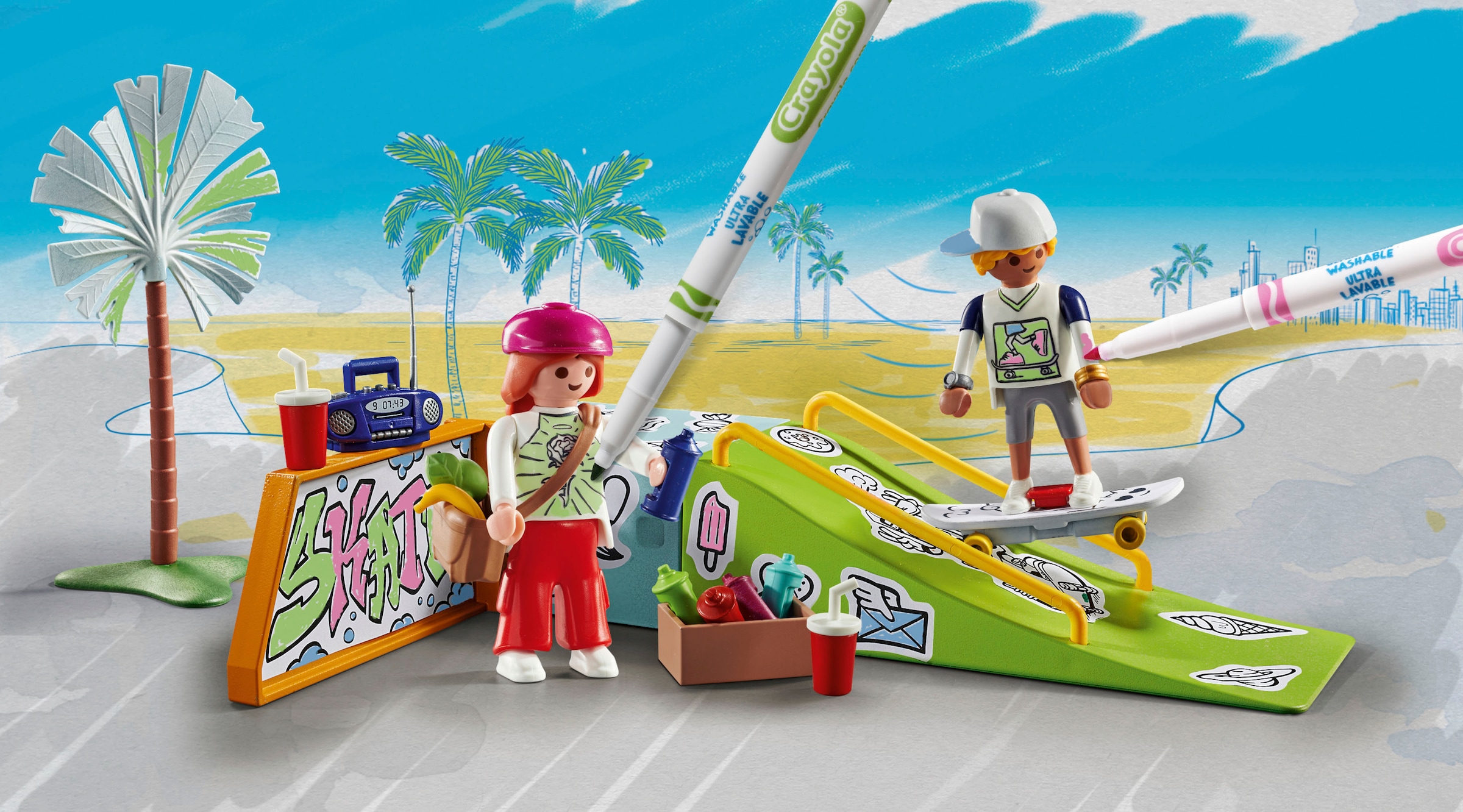 Playmobil® Konstruktions-Spielset »Skatepark (71515), Color«, (44 St.), Made in Europe