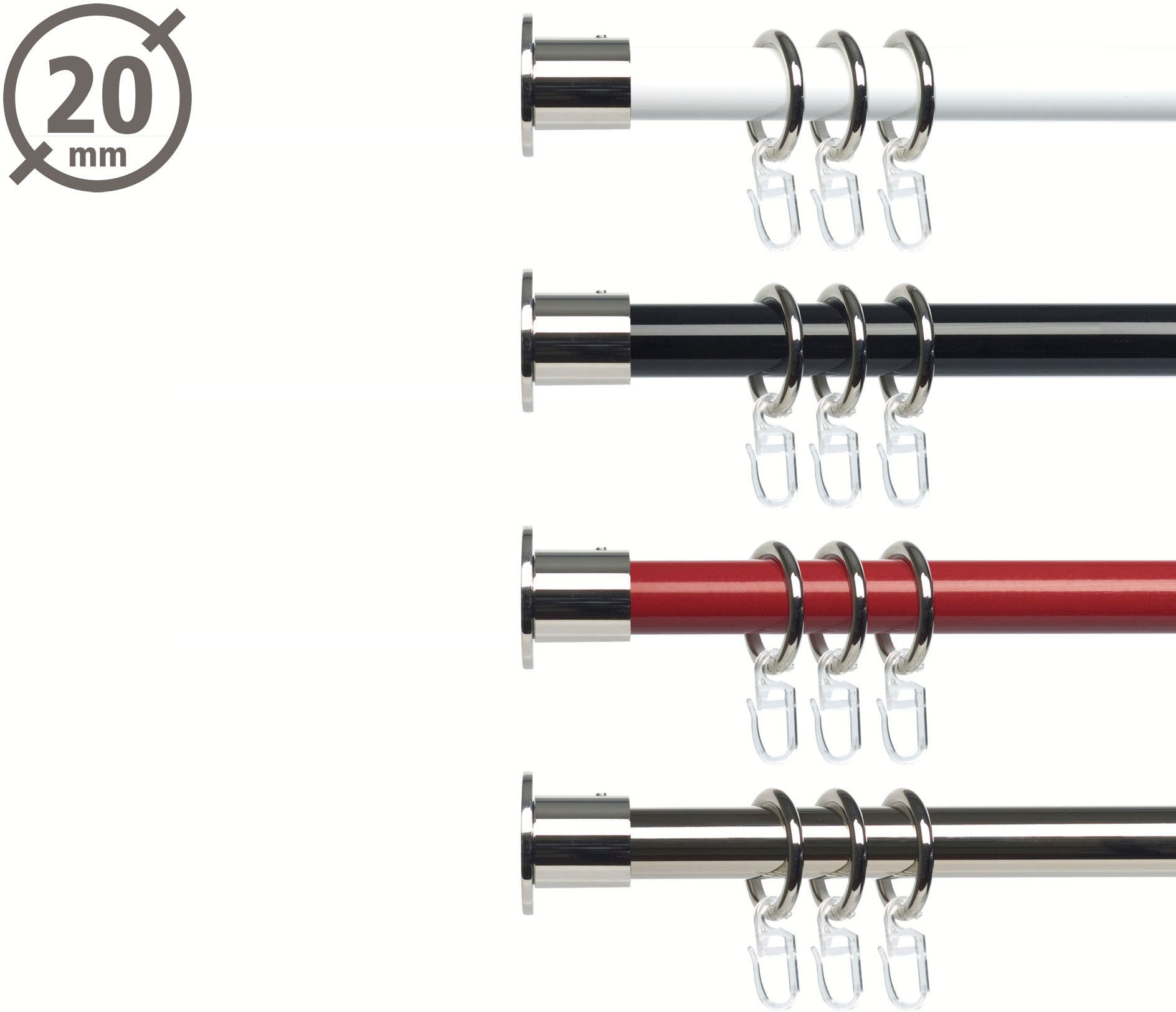 Liedeco Wandbefestigung »Wandlager, Wandhalter für 20 mm Gardinenstangen "Celebration"« Träger, Wandträger