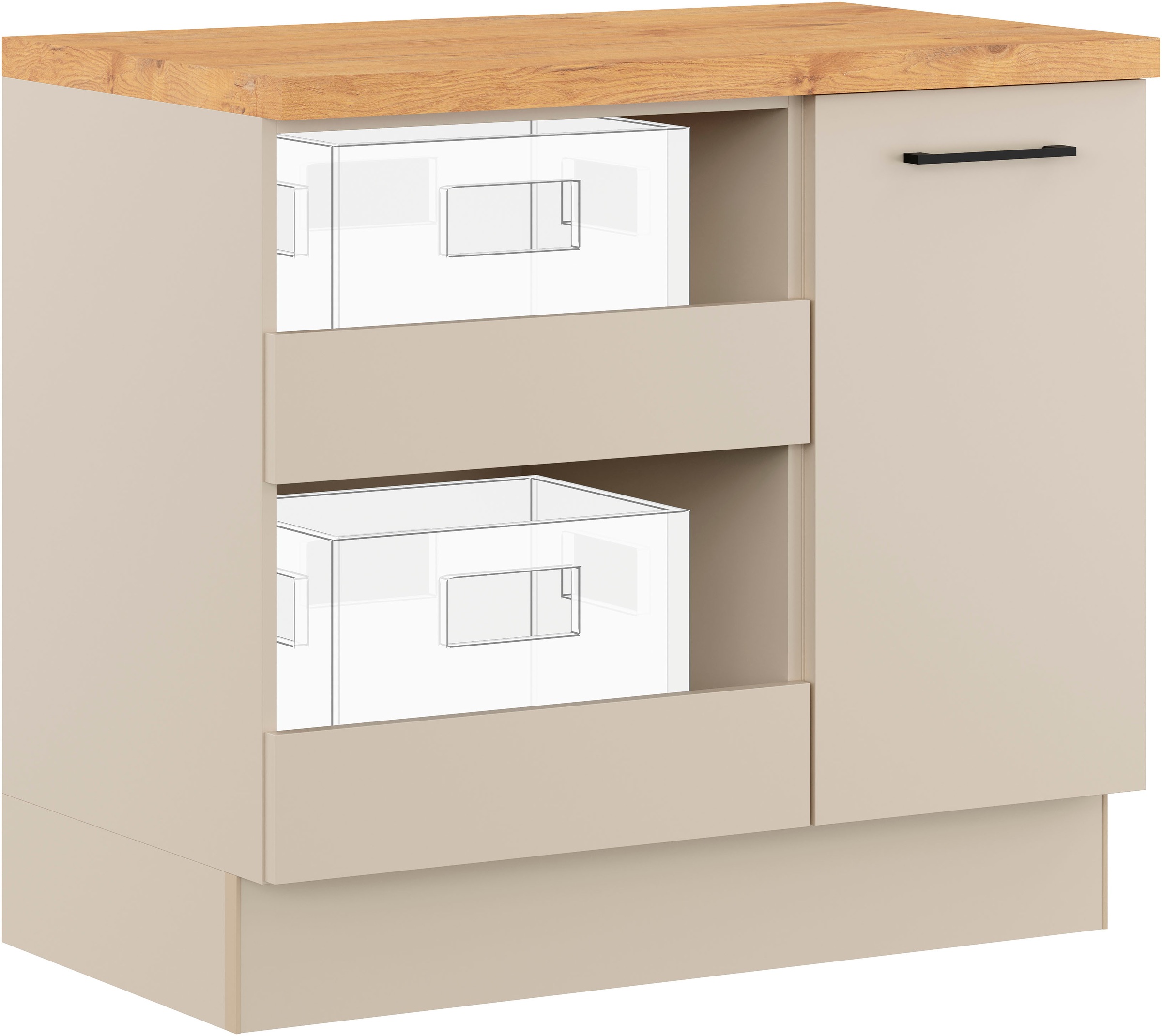 IMPULS KÜCHEN Mehrzweckschrank-Set »Warschau« Unterschrank mit Abfallsammler und Unterschrank für Getränkekisten,, 4 Stk. tlg.