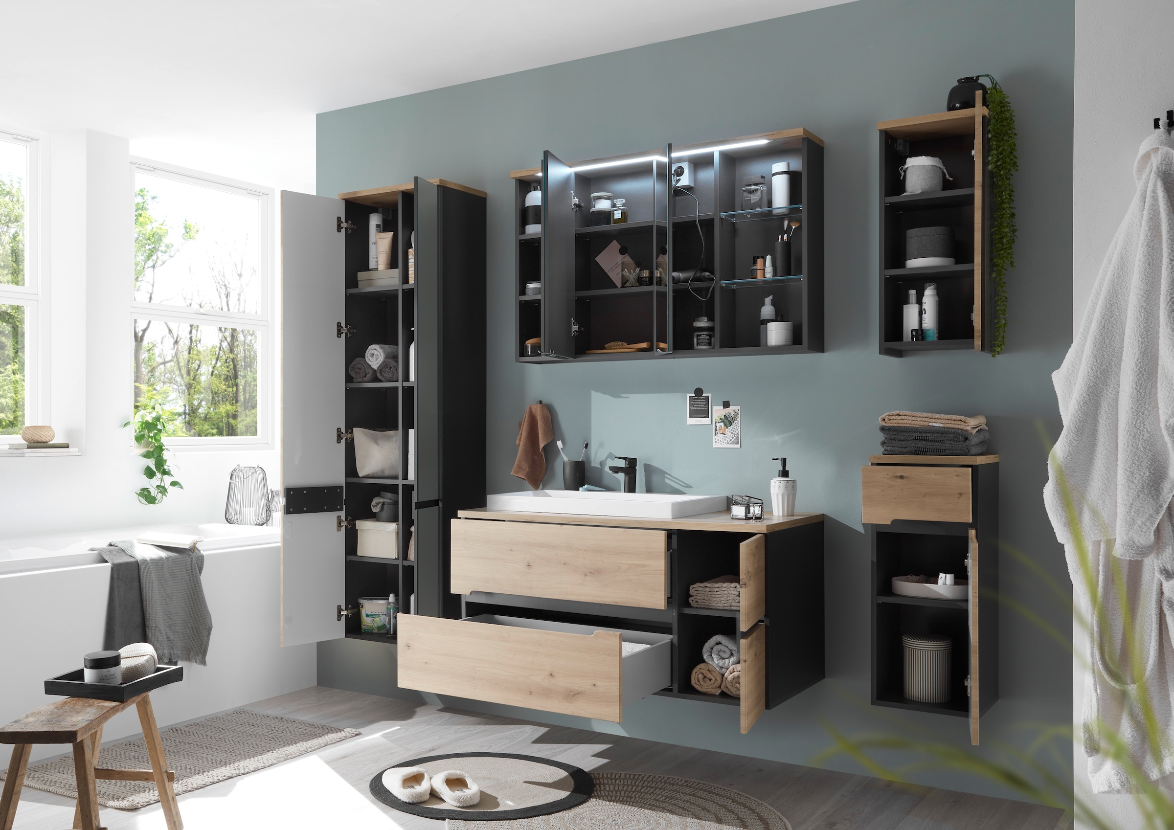 BASIC by Balculina Hängeschrank »Memphis, Badezimmerschrank BxHxT 30x70x23«, (1 St.), Breite 30 cm, Tür L/R montierbar, Softclose