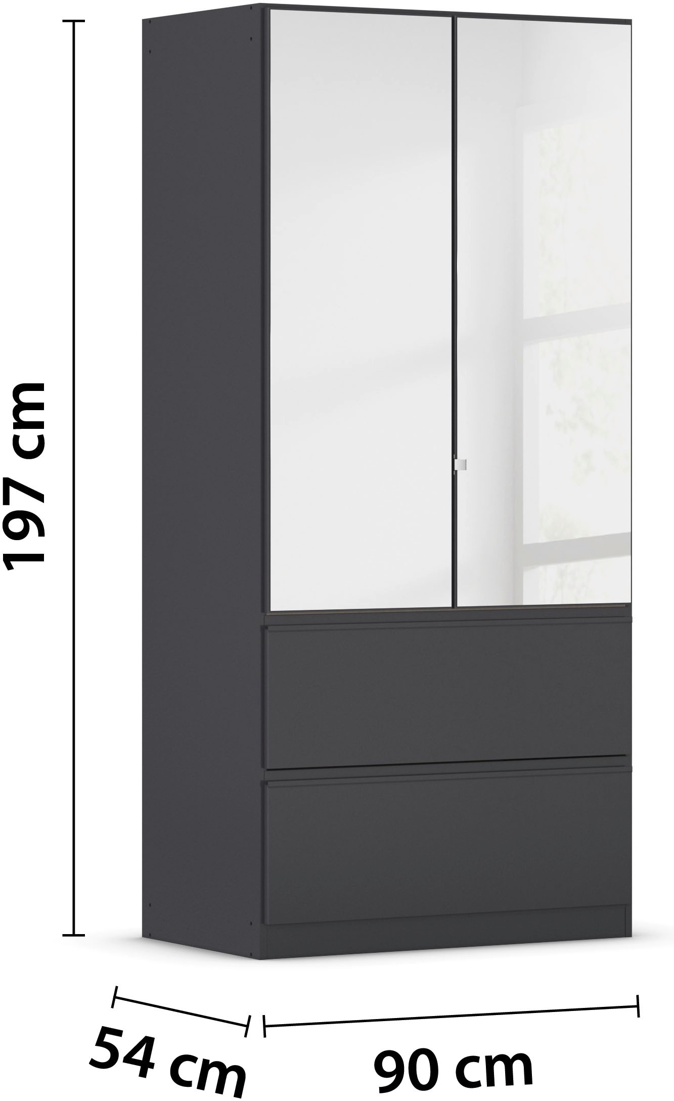 rauch Drehtürenschrank »Kleiderschrank Schrank Garderobe Wäscheschrank COSTA in 3 Breiten«, mit Spiegel, grifflose Front und Push-to-Open Funktion MADE IN GERMANY