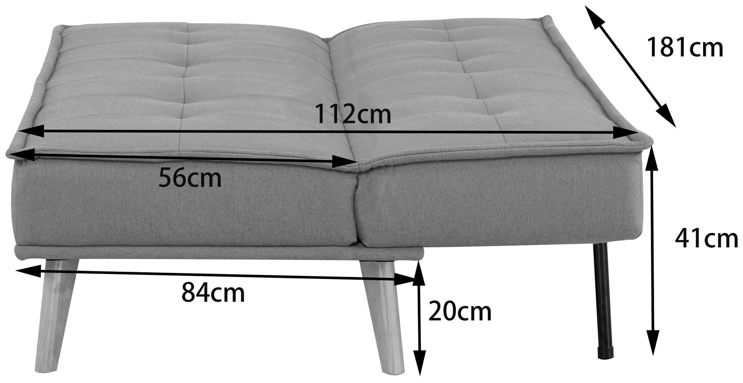 INOSIGN Schlafsofa »MENDOTA, 181 cm, 3-Sitzer mit Schlaffunktion,«, verstellbarer Rückenlehne, Klappmechanismus, Webstoff