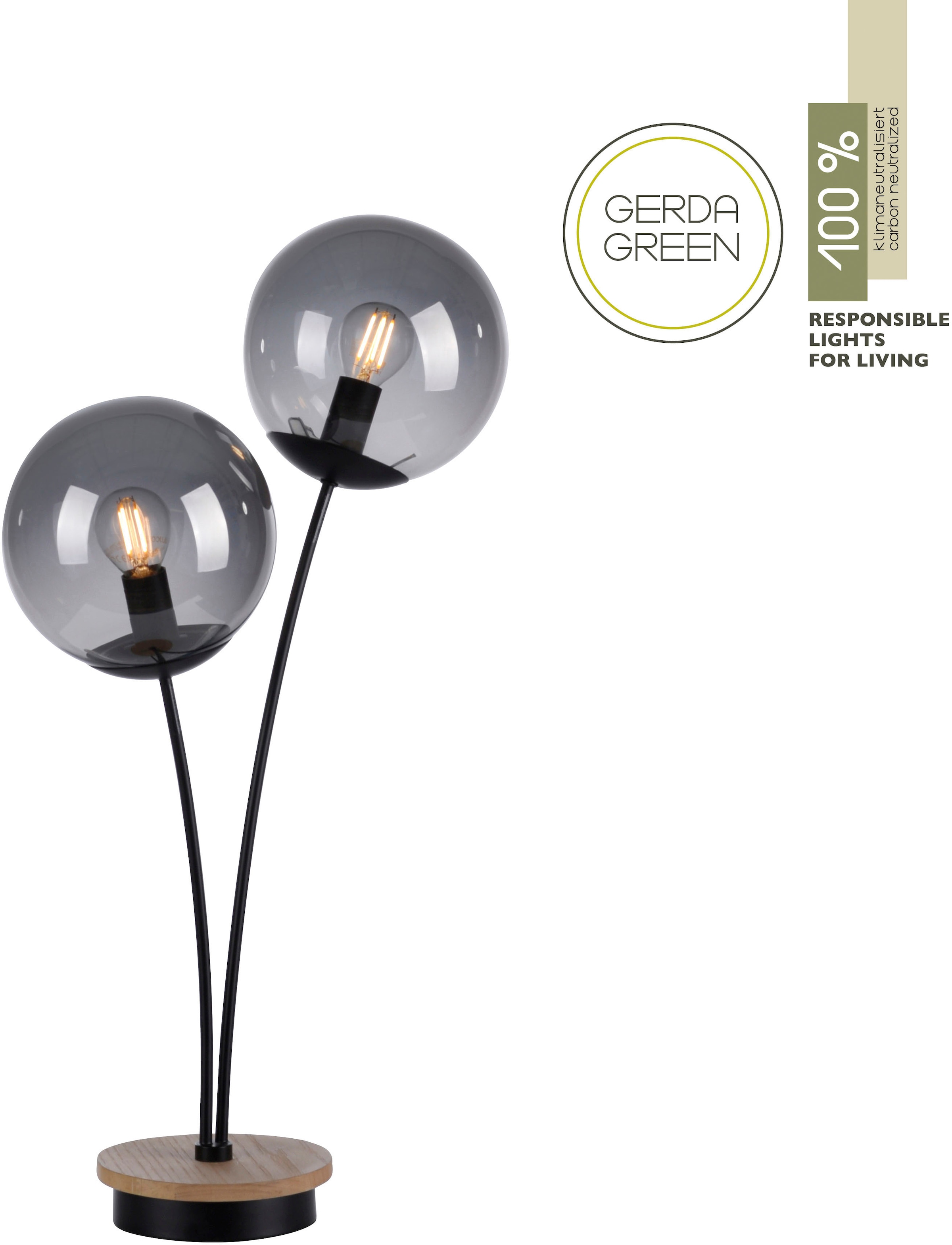 JUST LIGHT Tischleuchte »GREEN WIDO«, 2 flammig, Leuchtmittel E14 | ohne Leuchtmittel