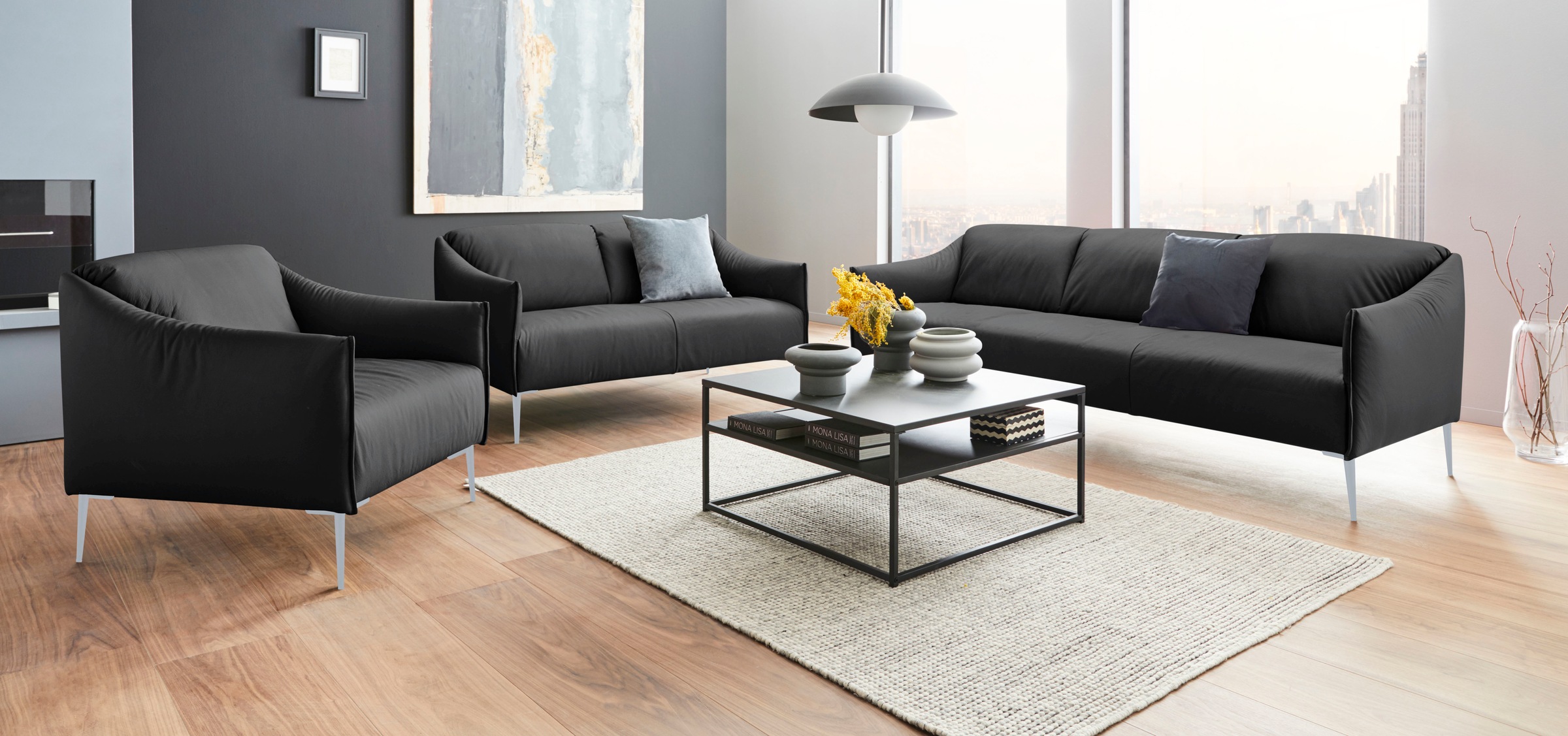 W.SCHILLIG 3-Sitzer »sally«, mit Metallfüßen in Silber matt, Breite 224 cm