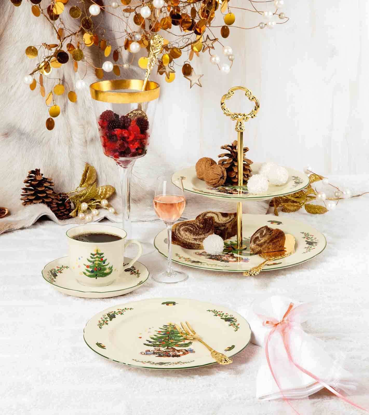 Seltmann Weiden Frühstücksteller »Frühstücksteller Marieluise Weihnachten ø 20,1 cm 6er Set weiß-grün« Spülmaschinengeeignet, Mikrowellengeeignet, Ofenfest, Salamandergeeignet, Kühlschrankgeeignet, Gefrierschrankgeeignet