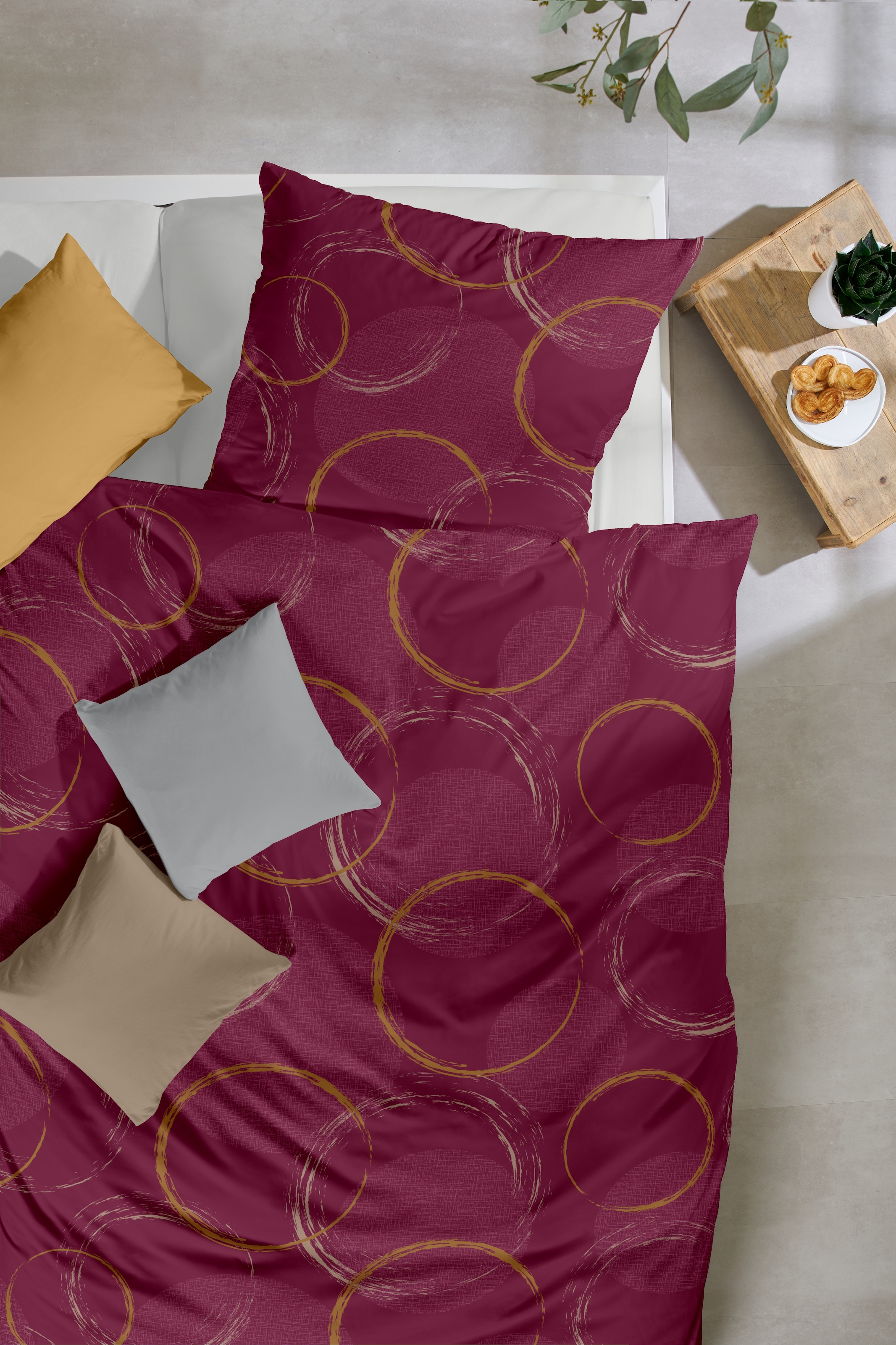 Primera Bettwäsche »Mako-Satin -Bettwäsche Trace« 2 Stk. mit frischem Kreismuster