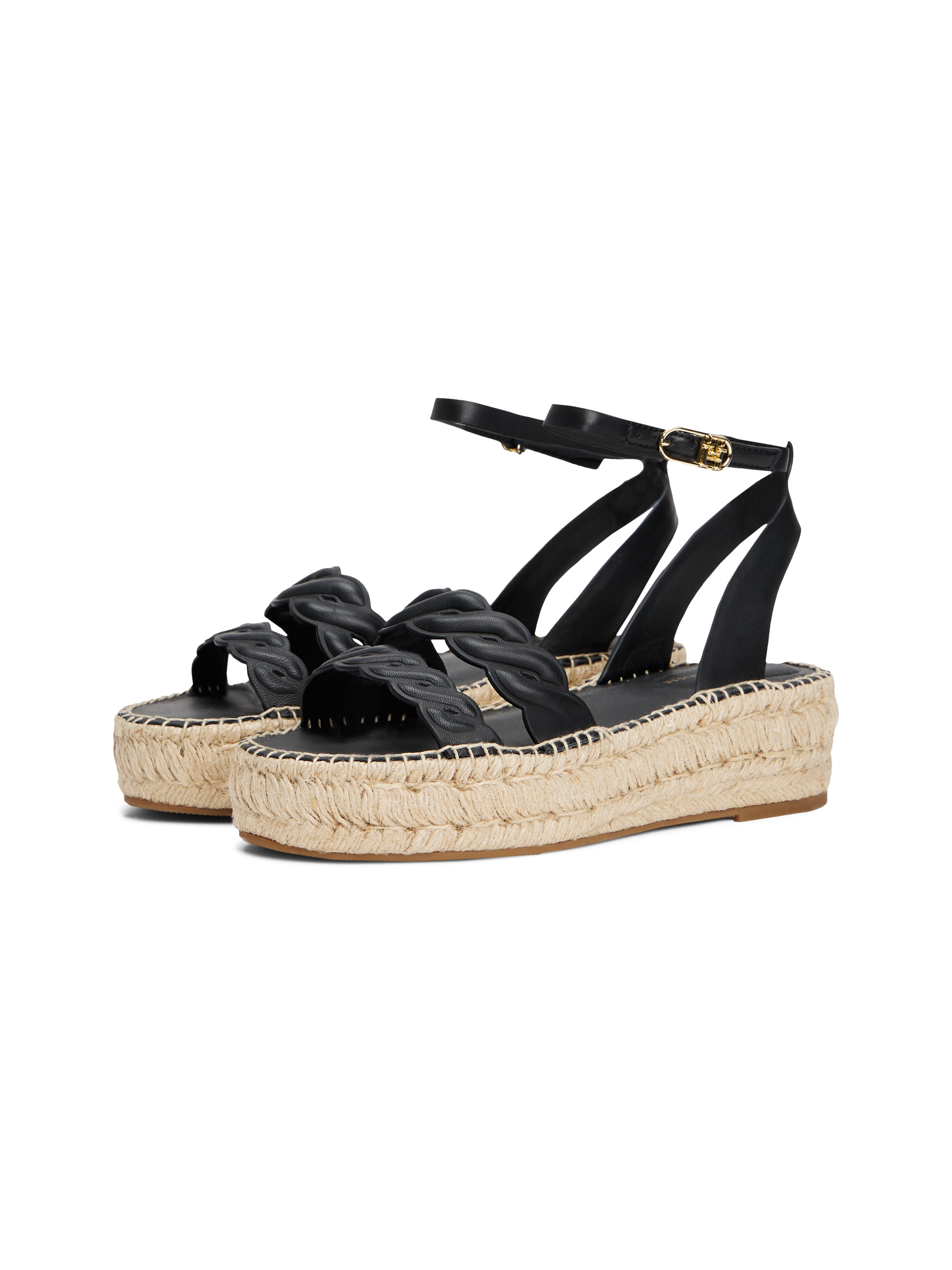 Tommy Hilfiger Keilsandalette »LEATHER ROPE REAL ESPAD SANDAL«  , Plateau, Sommerschuh, Riemchensandale mit verstellbarer Schnalle