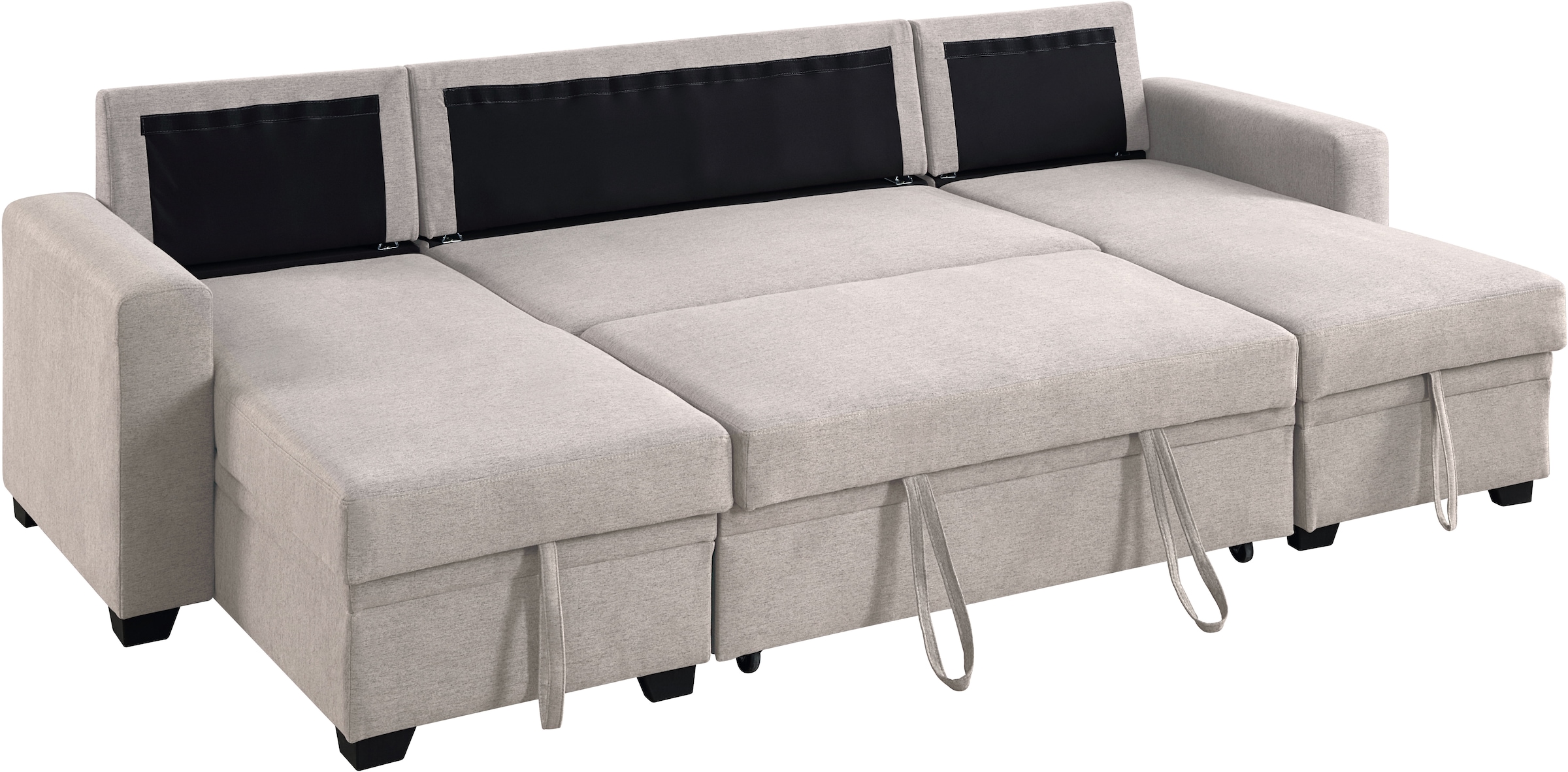 ATLANTIC home collection Wohnlandschaft »Gerrit U-Form«, Wohnlandschaft, Recamieren mit Bettkasten, Bettfunktion
