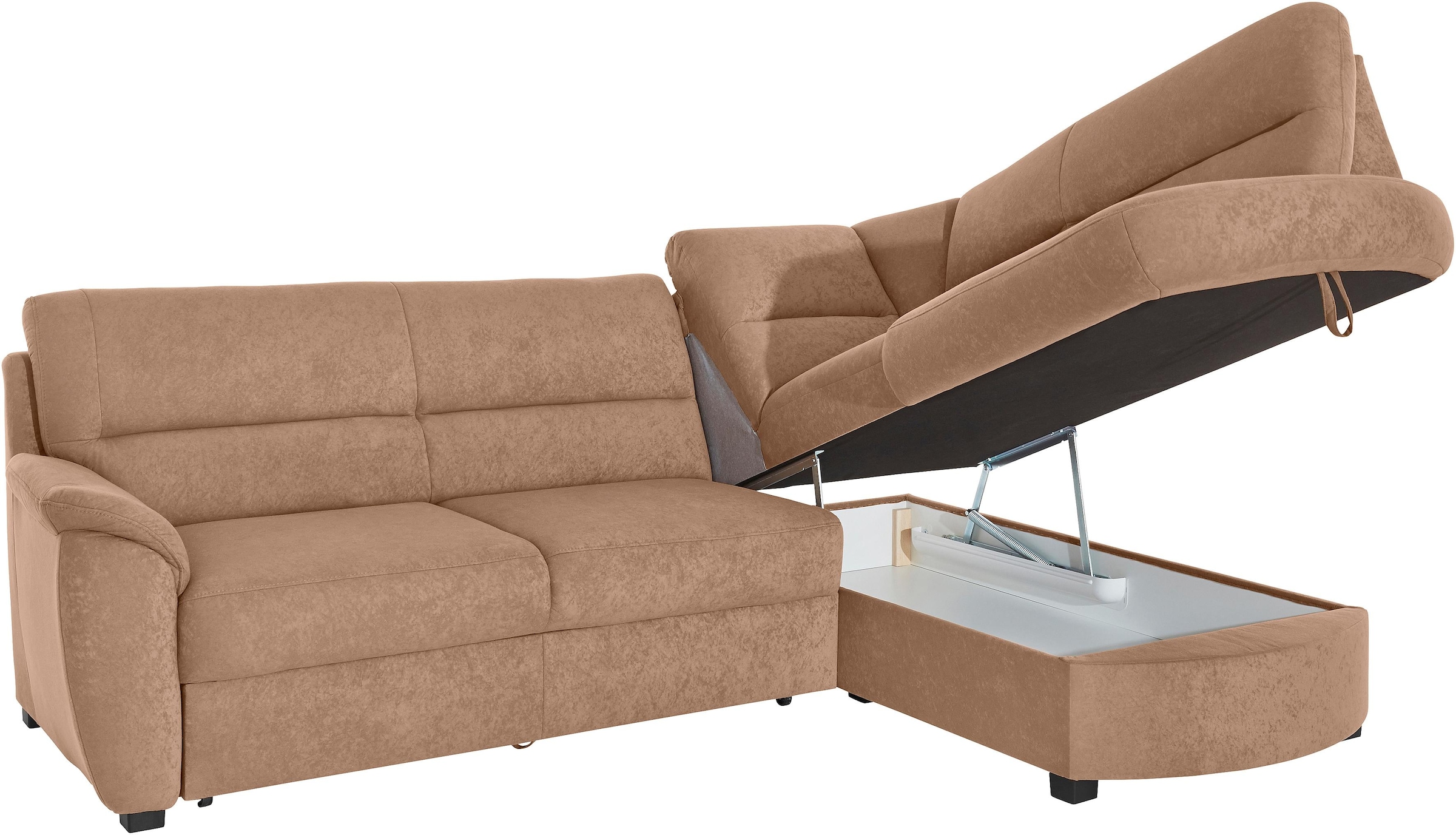 sit&more Ecksofa »Pandora L-Form«, wahlweise mit Bettfunktion und Bettkasten