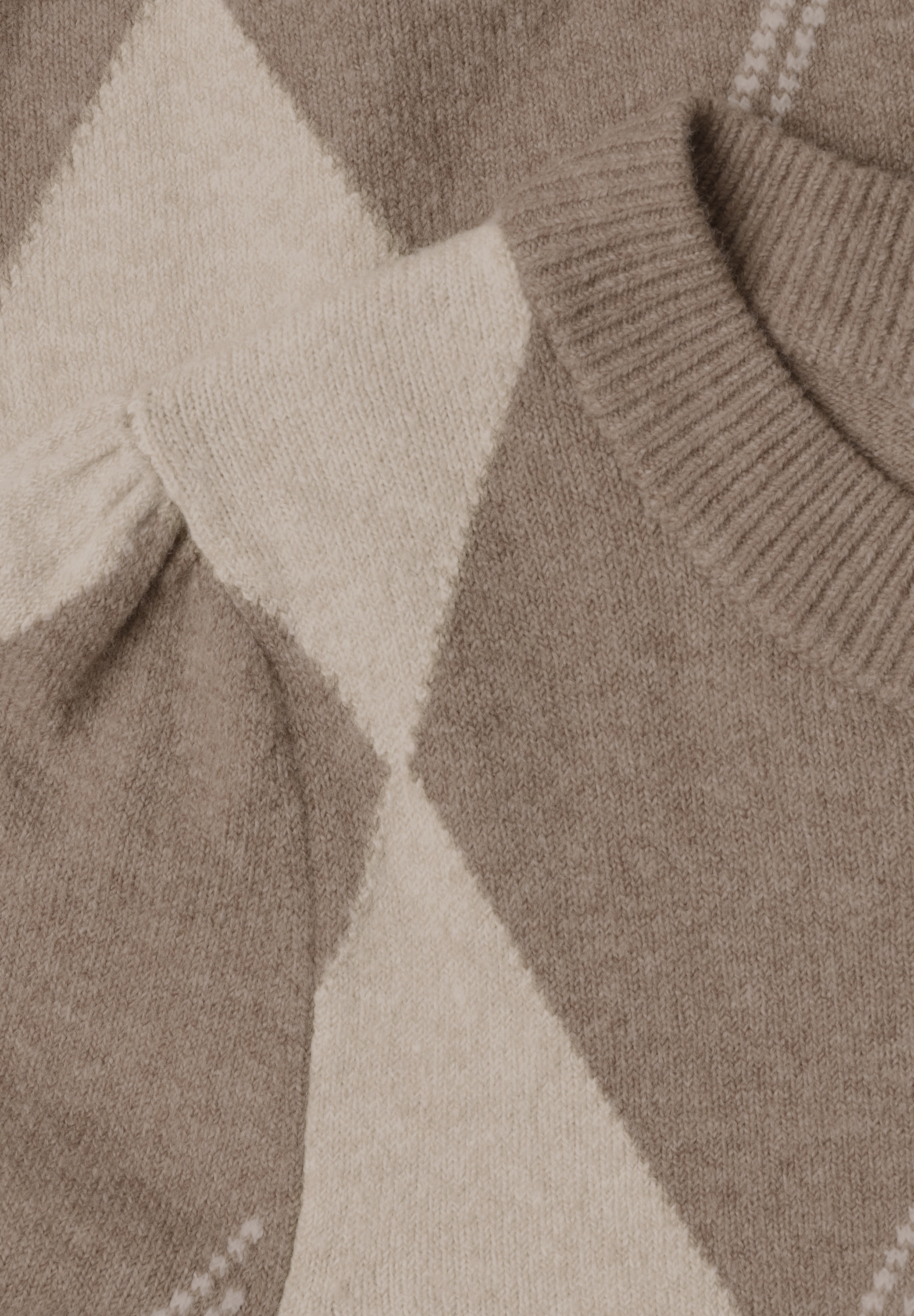 STREET ONE Strickpullover im Karo-Look / Rundhals / Stretch