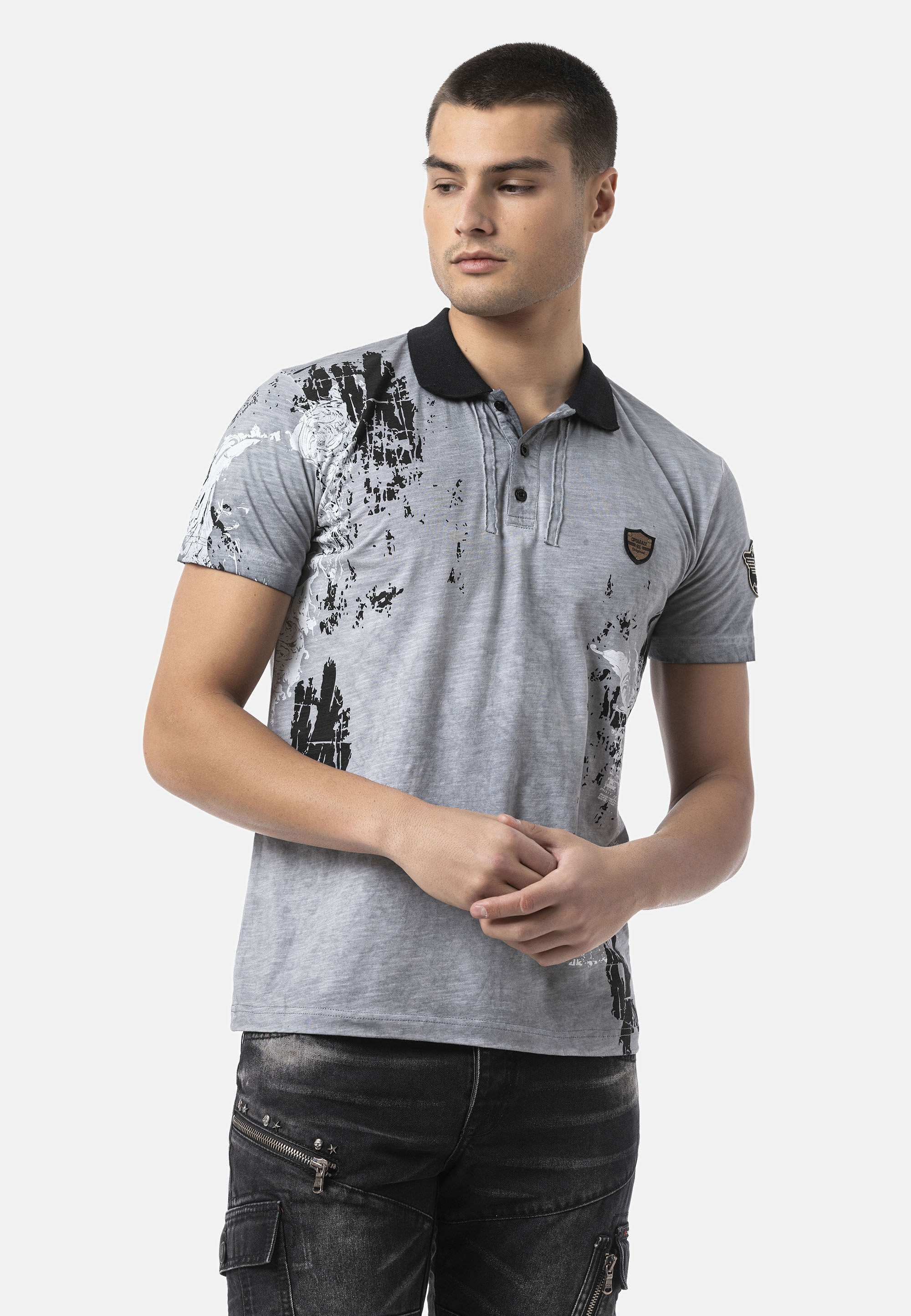 Cipo & Baxx T-Shirt »CT798« Kontrastierender Kragen