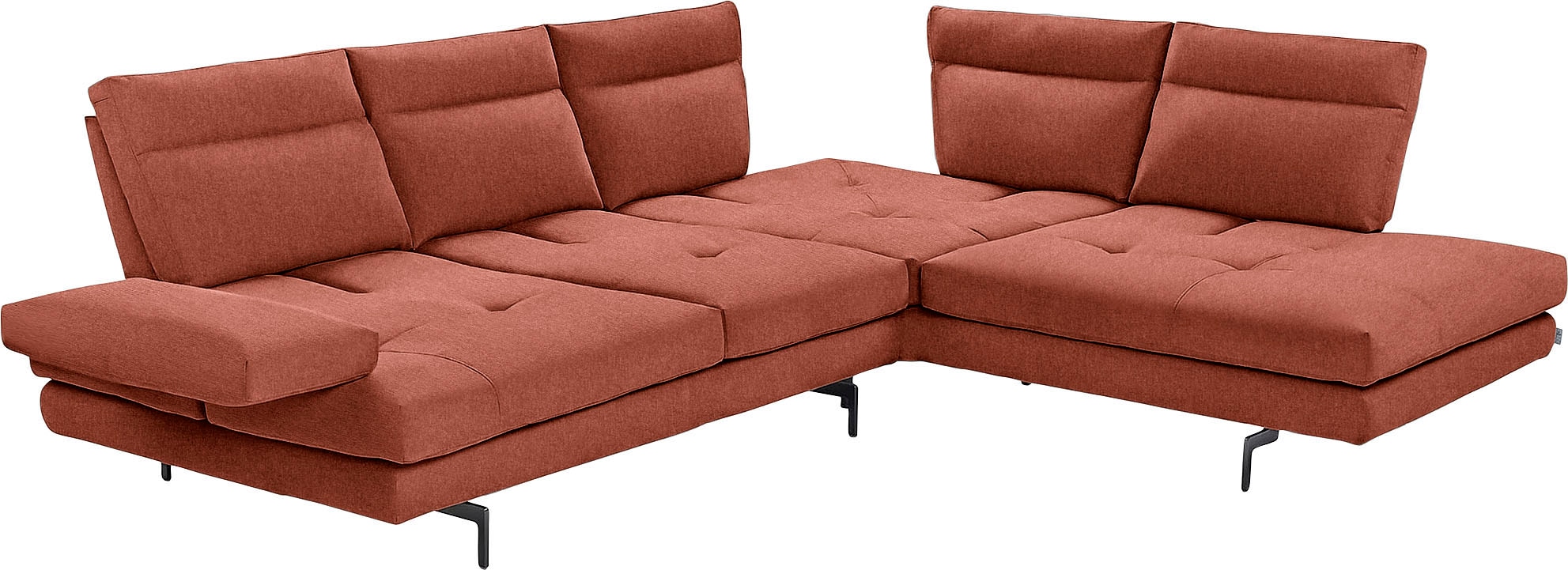 CALIA ITALIA Ecksofa »Toby Wing, B/T: 288/232 cm, Designsofa mit sensationellem Sitzkomfort« L-Form, Sitztiefenverstellung, funktionale Ecke, Füße in schwarz matt