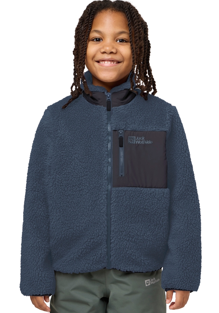 Jack Wolfskin, Damen, »ICE CURL JACKET K« Wärmend, winddicht, Übergangsjacke für Kinder, midnight sky, 92, midnight sky, Fleecejacke von Jack Wolfskin