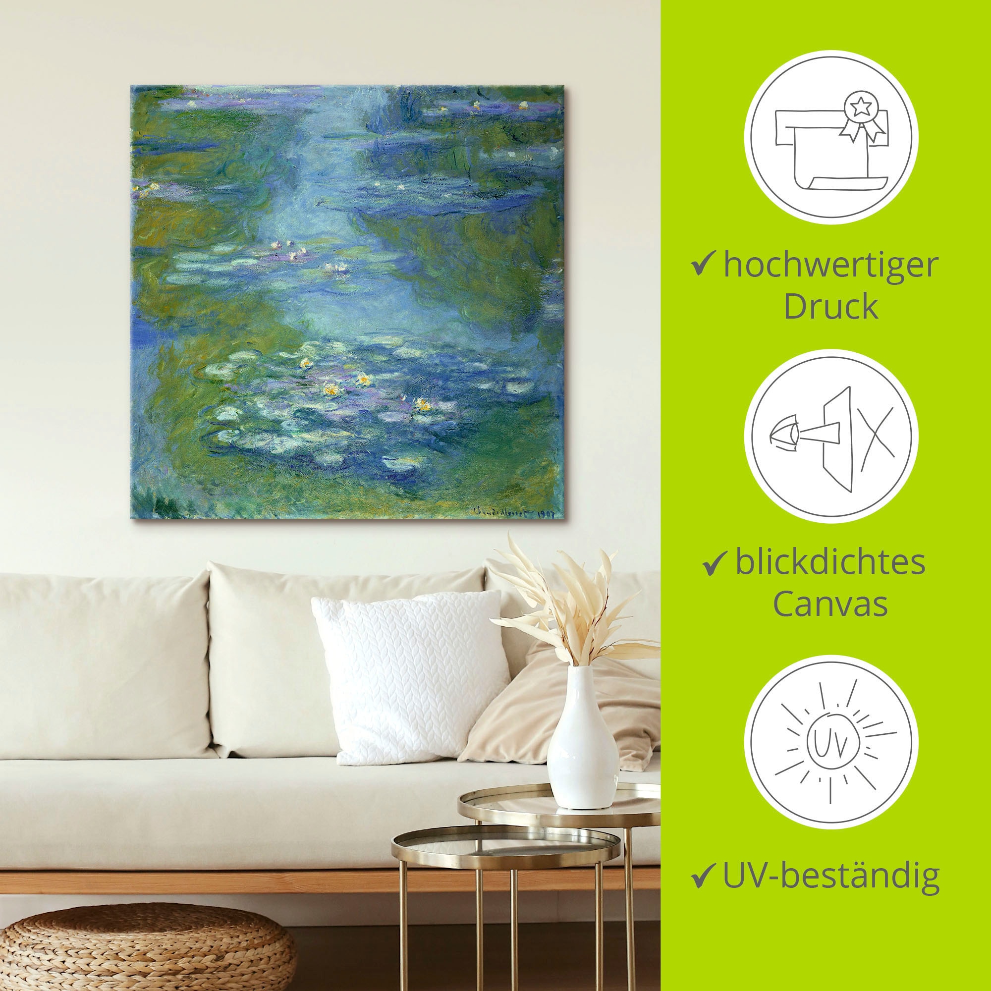 Artland Leinwandbild »Seerosen. 1907« Blumen 1 Stk. tlg. auf Holzrahmen gespannt