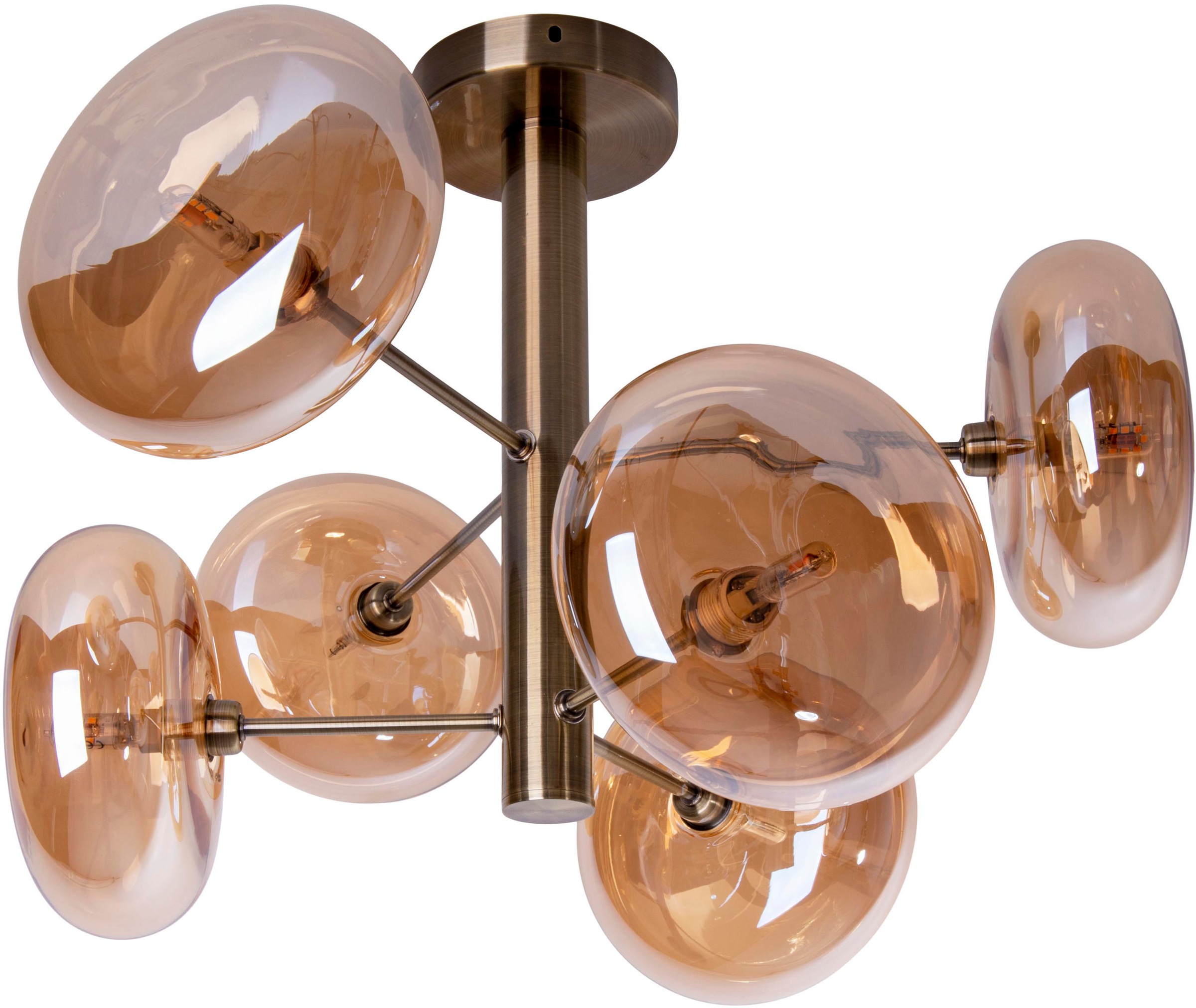 näve Deckenleuchten »Orion« G9 1 Stk. Glasschirme, 6flg. G9, exkl. Leuchtmittel, messing-matt, D: 53cm