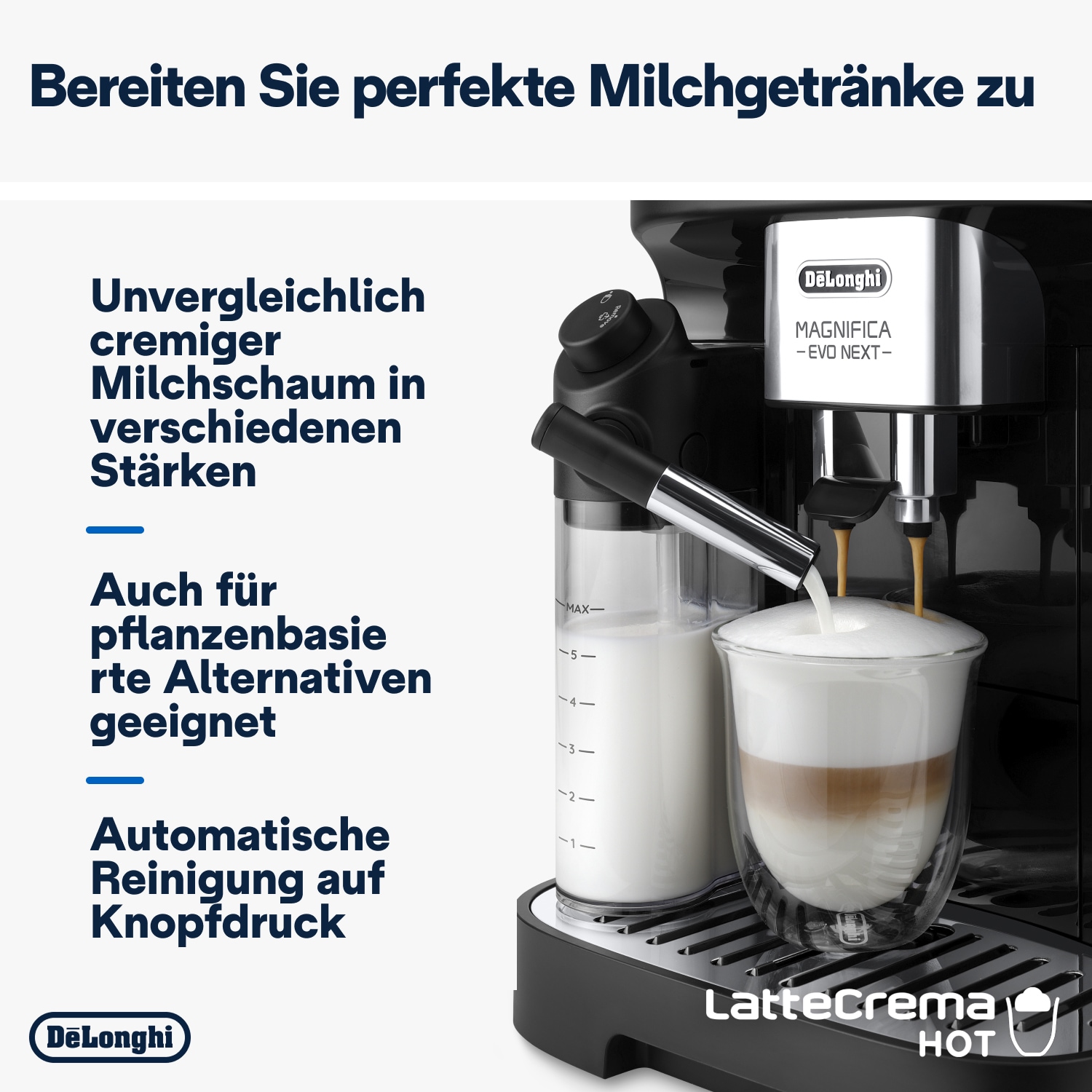 De'Longhi Kaffeevollautomat »Magnifica Evo Next ECAM310.60.GB« MyLatteFunktion, 3 Benutzerprofile, LatteCrema Milchsystem, 10 Rezepte