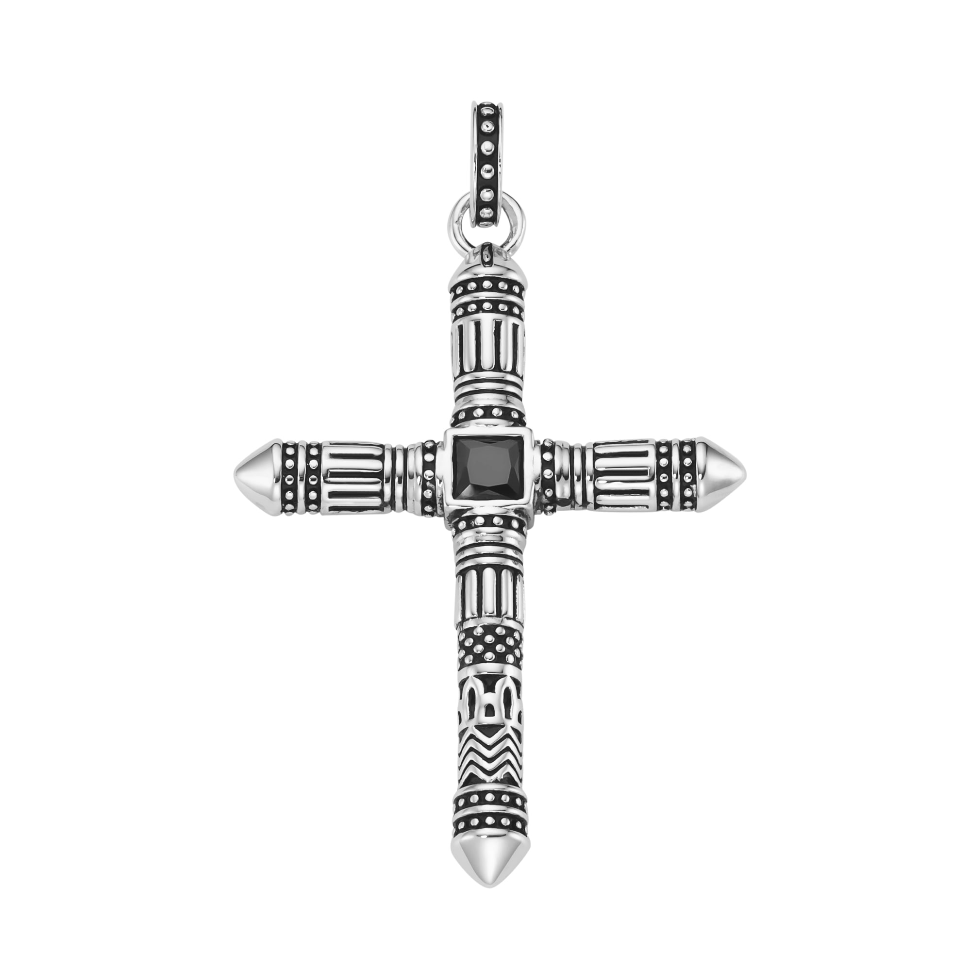 GIORGIO MARTELLO MILANO Kreuzanhänger »Anhänger Kreuz mit schwarzen Zirkonia, Silber 925«